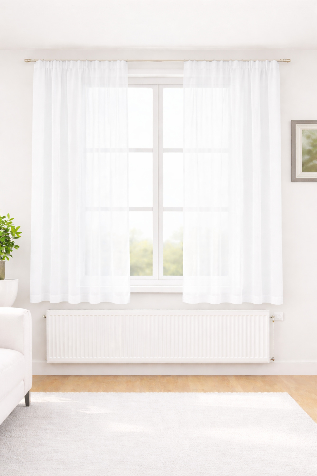 Honeycomb Voile Tulle Curtain Snow White