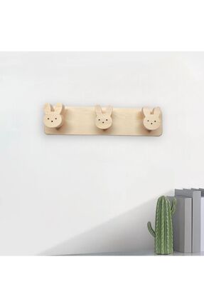 AFRALYAHOME bebek çocuk odası ahşap tavşan kulaklı dekoratif askılık, ahşap m...