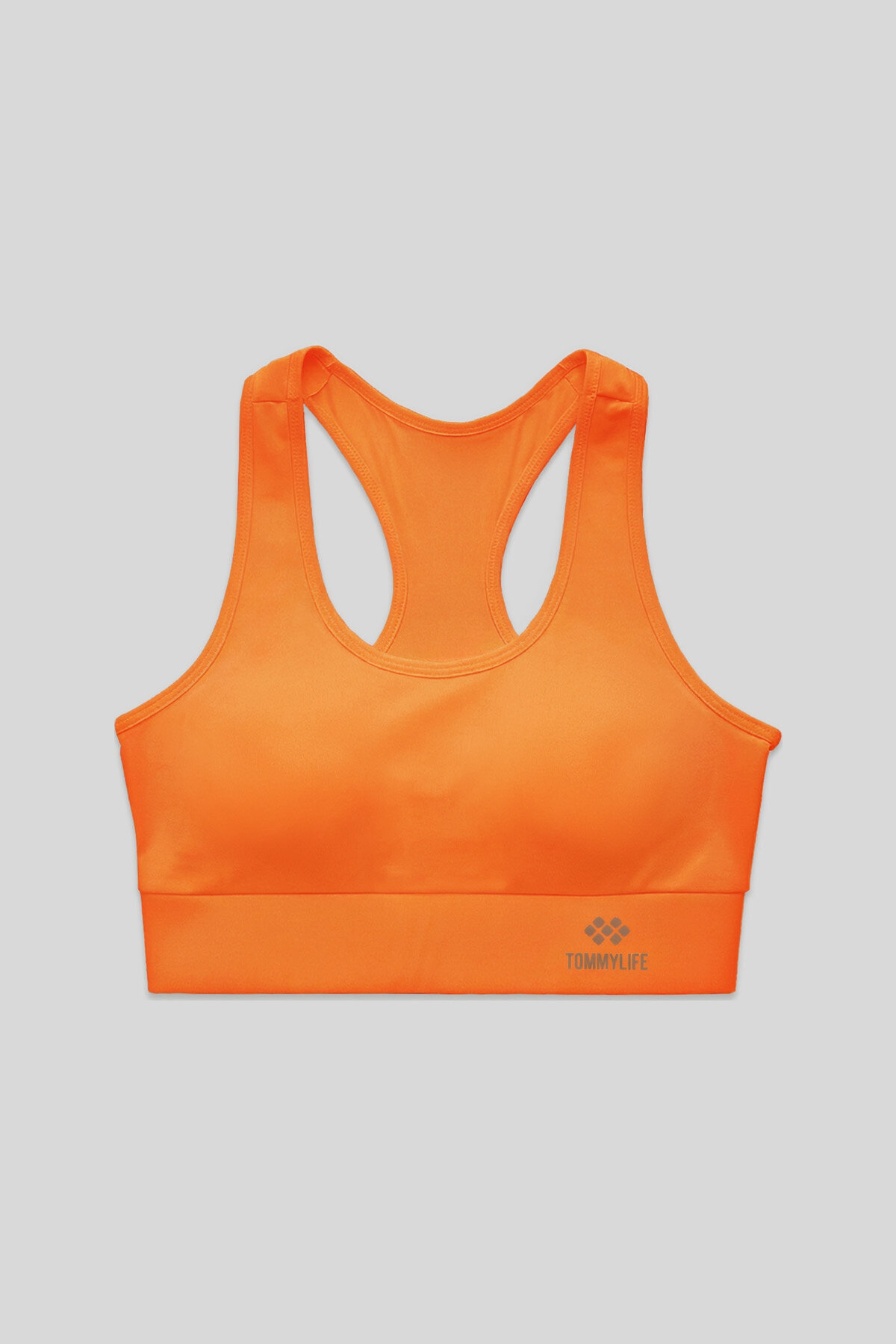 Neon Orange Back Detailed Narrow Form U-Neck Women's Sports Bustier - 97120