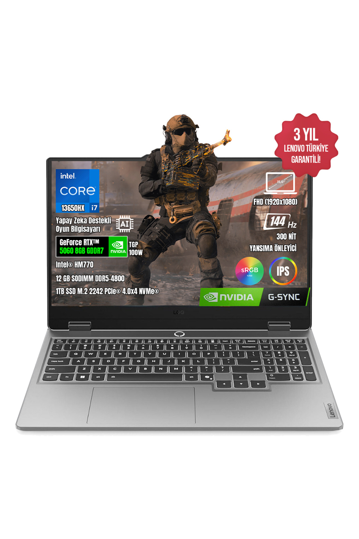 LENOVO LOQ 15IRX10 83JE00J5TR i7-13650HX 12GB DDR5 1TB SSD RTX5060