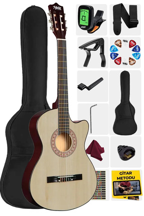 Midex CG-395NT Natural Renk Kesik Klasik Gitar 4/4 Yetişkin Boy Sap Ayarlı Fu...