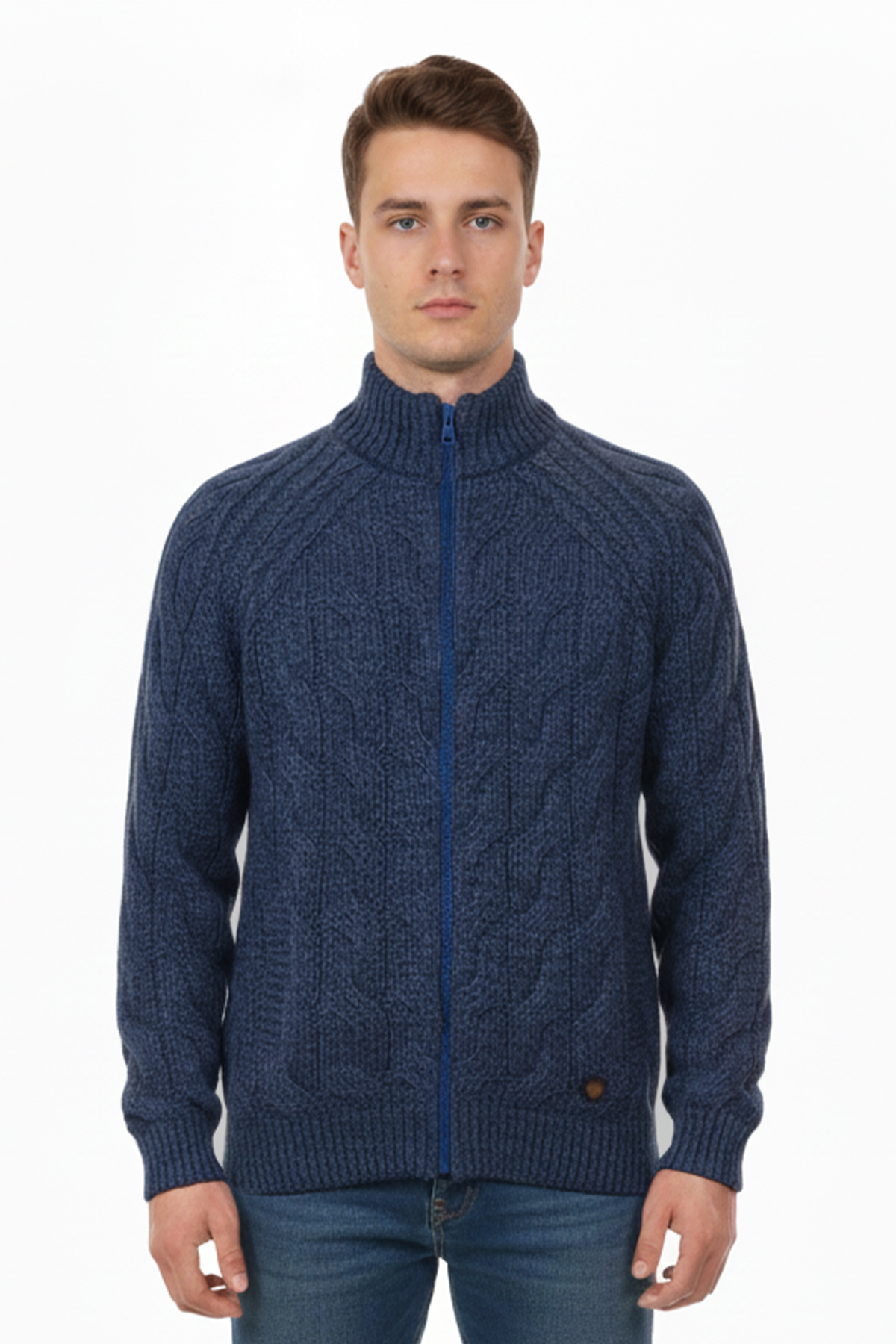 Men's Half Turtleneck Thick Zipper Cardigan
