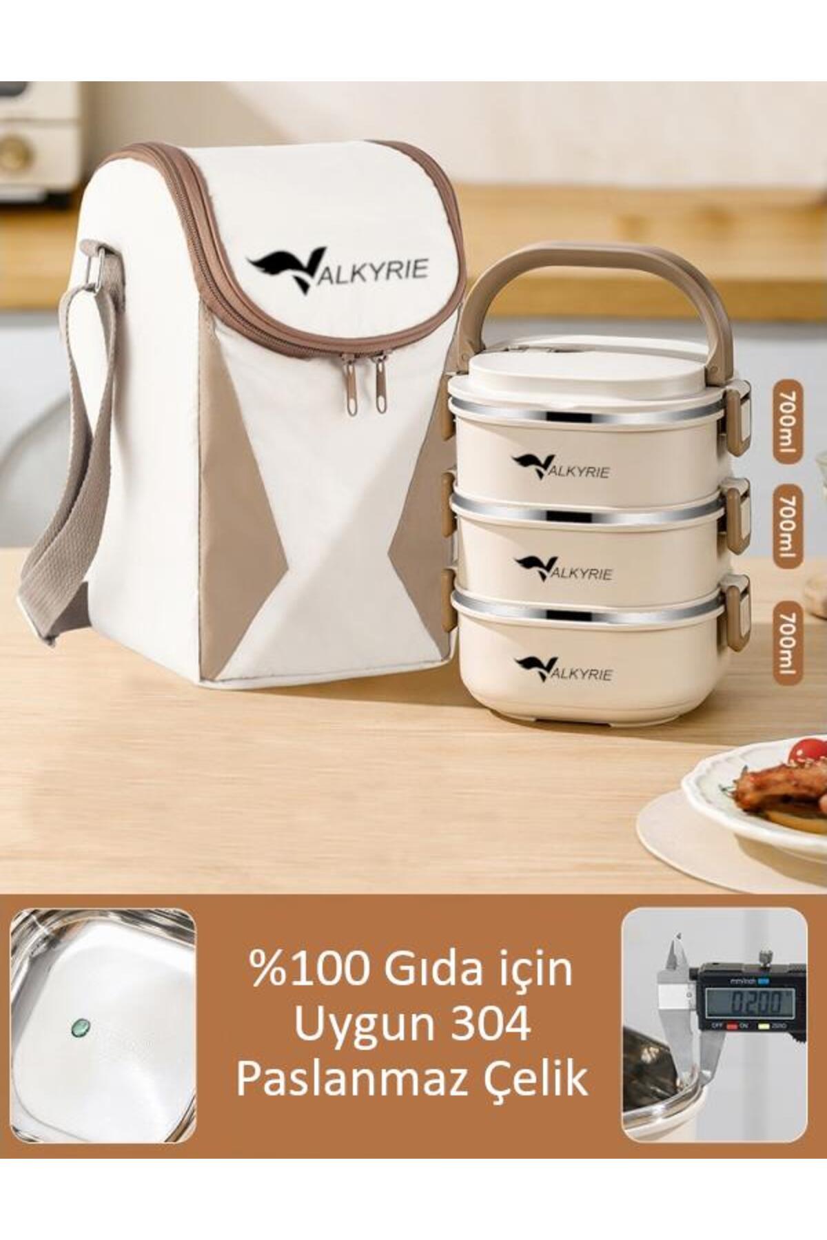 valkyrie 3 Katlı Yemek Kabı 2100 ml – Termal Çantalı Lunch Box
