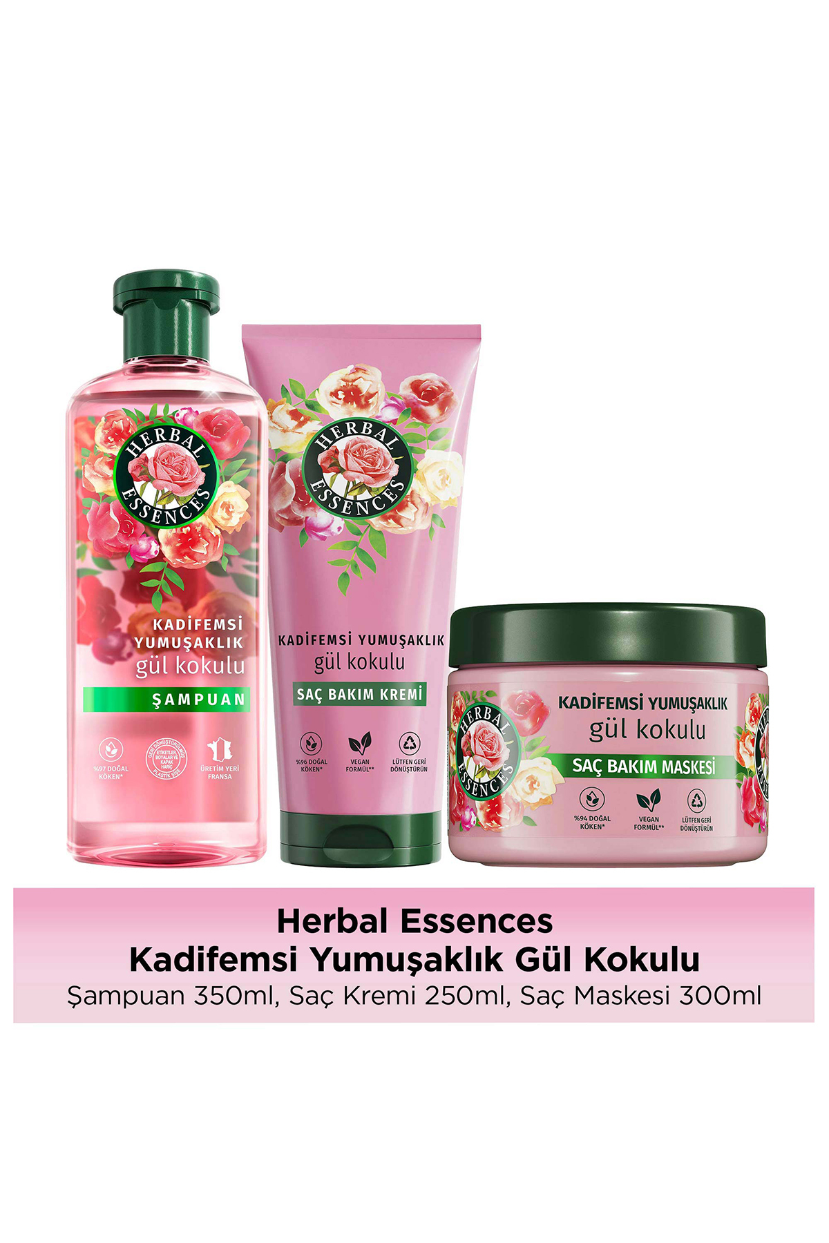 Herbal Essences Kadifemsi Yumuşaklık Gül Kokulu Saç Bakım Seti — 8681003002349