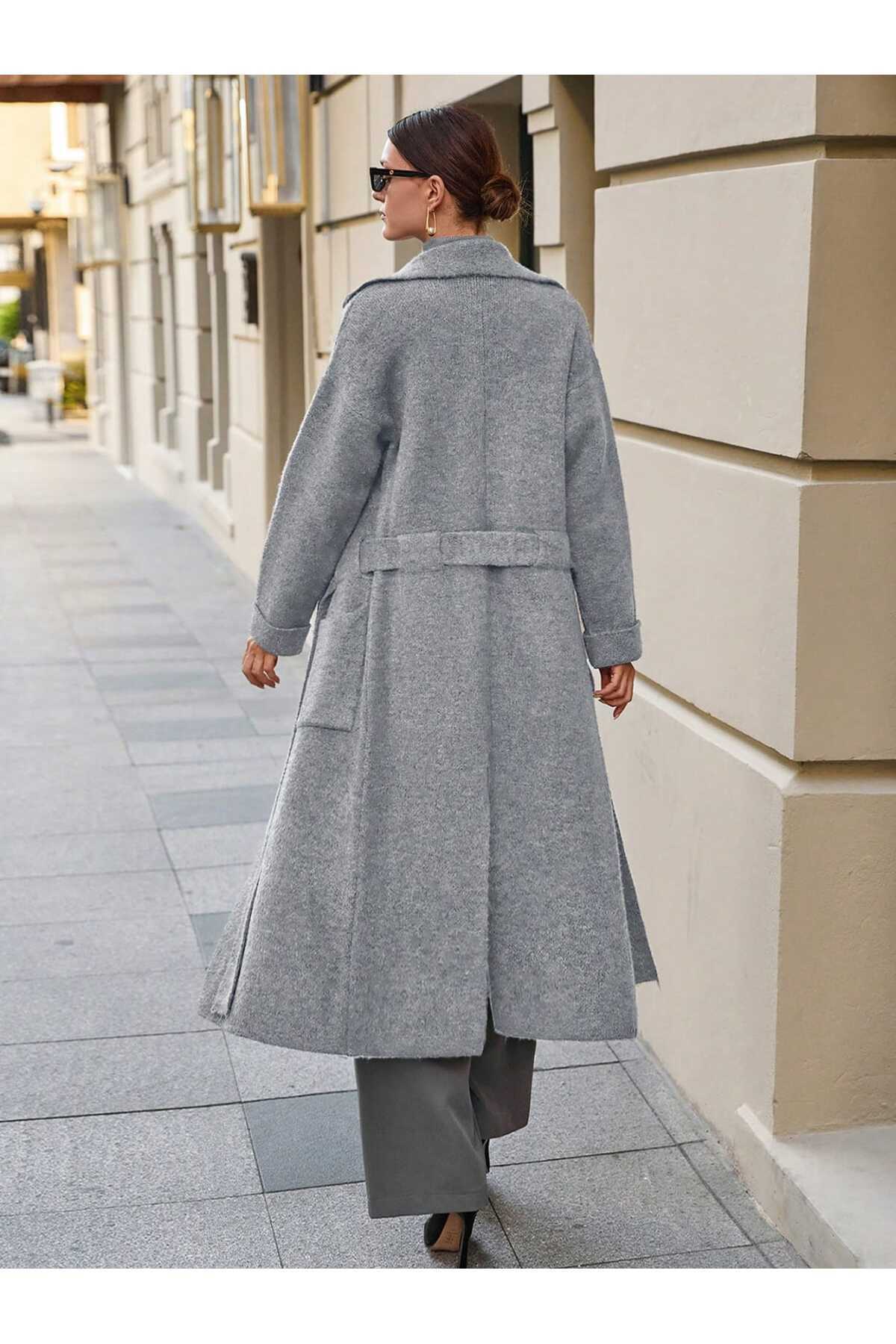 GND  Kemerli Triko Palto - Görsel 6