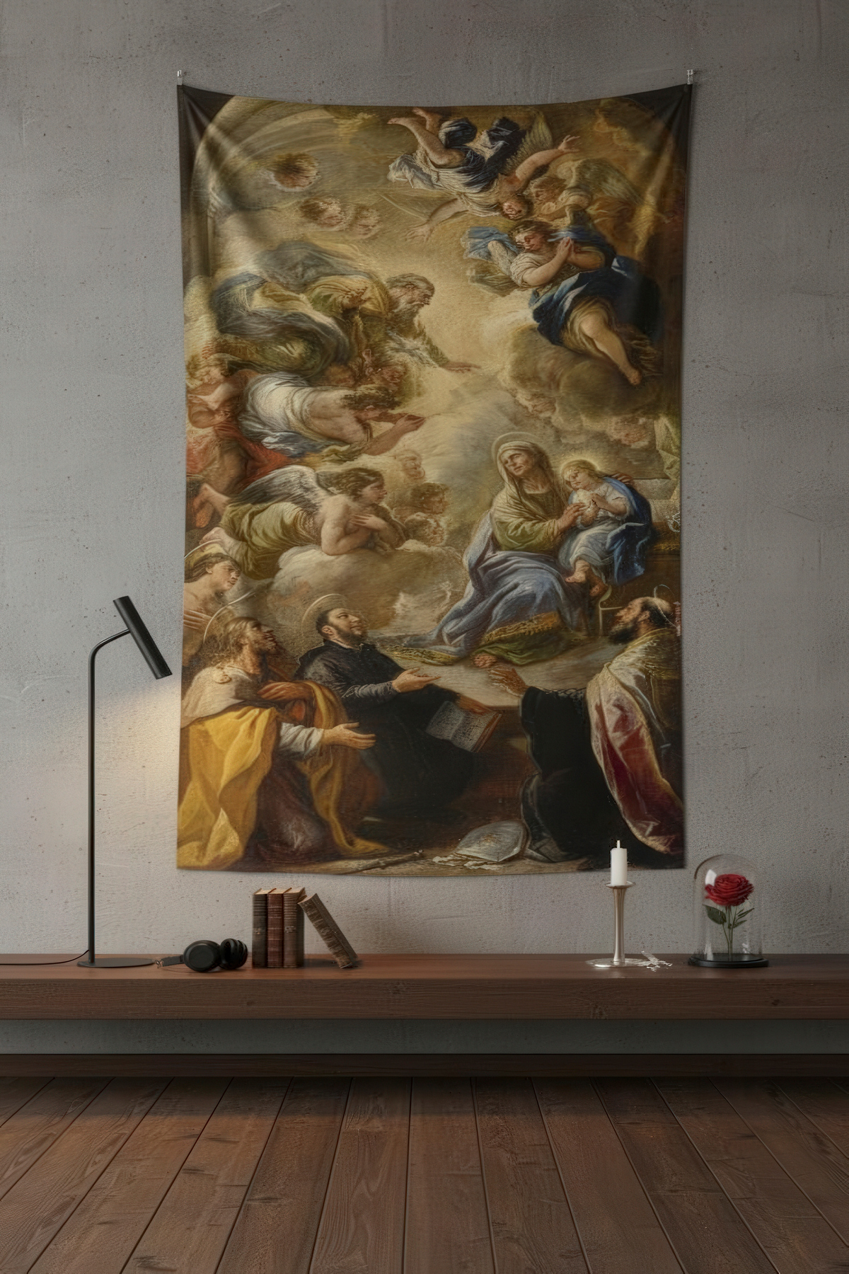 Renaissance Painting Mary and Jesus Fabric Wallcovering Home Decoration Tapestry
