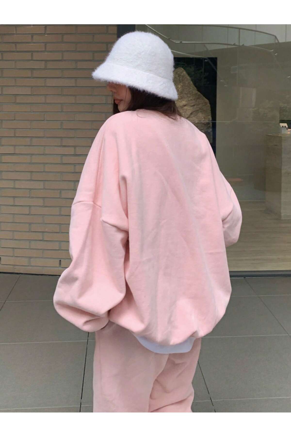 EYAX MODA DÜZ BİSİKLET YAKA KADIN SWEATSHIRT görsel 2