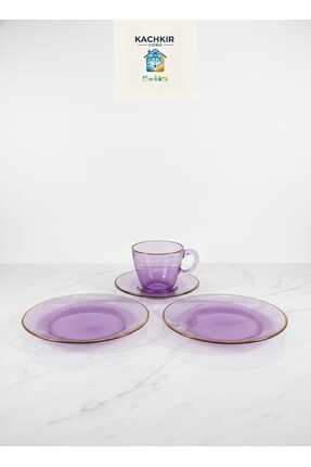 KACHKIRHOME Cam Pasta Tabakları 6 lı Mor Renk Doğumgünü Parti Konsept