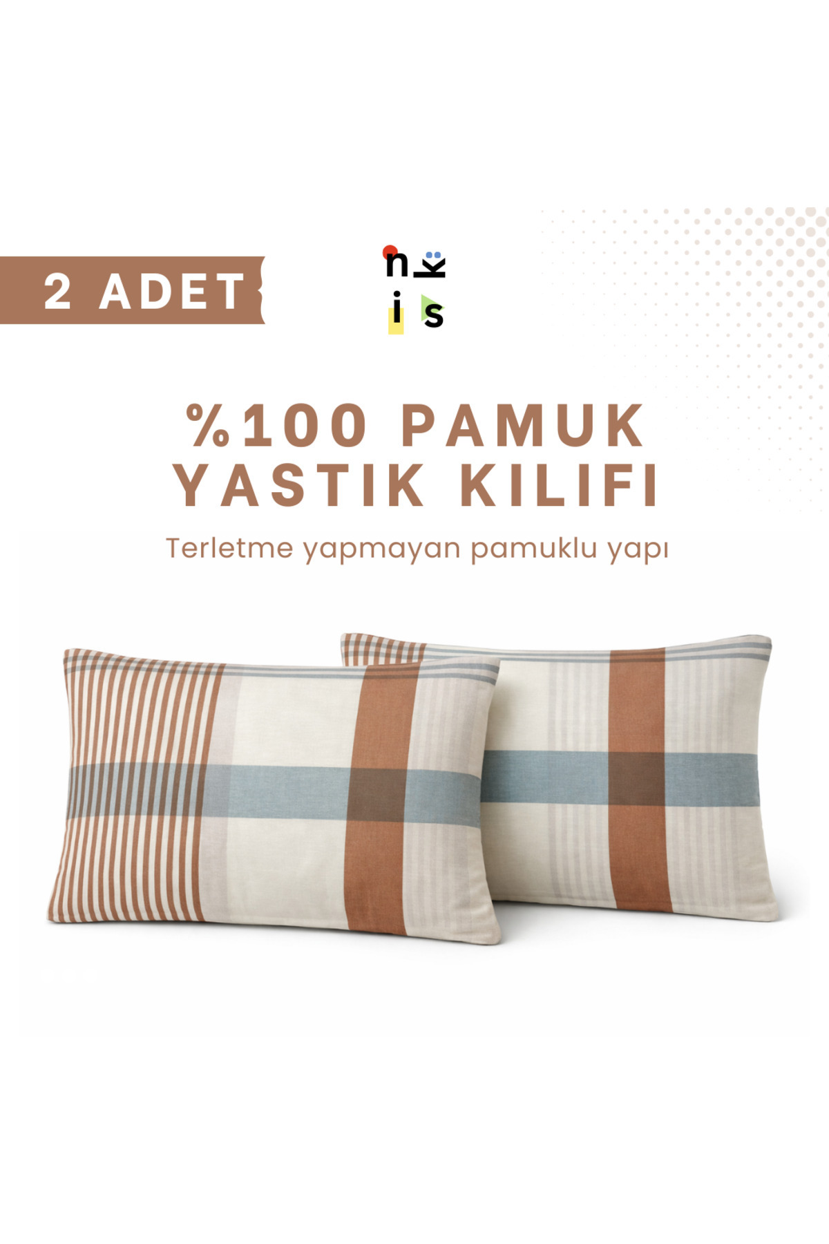 100% Cotton Pillowcase with Cover (50x70cm) 2 Pieces
