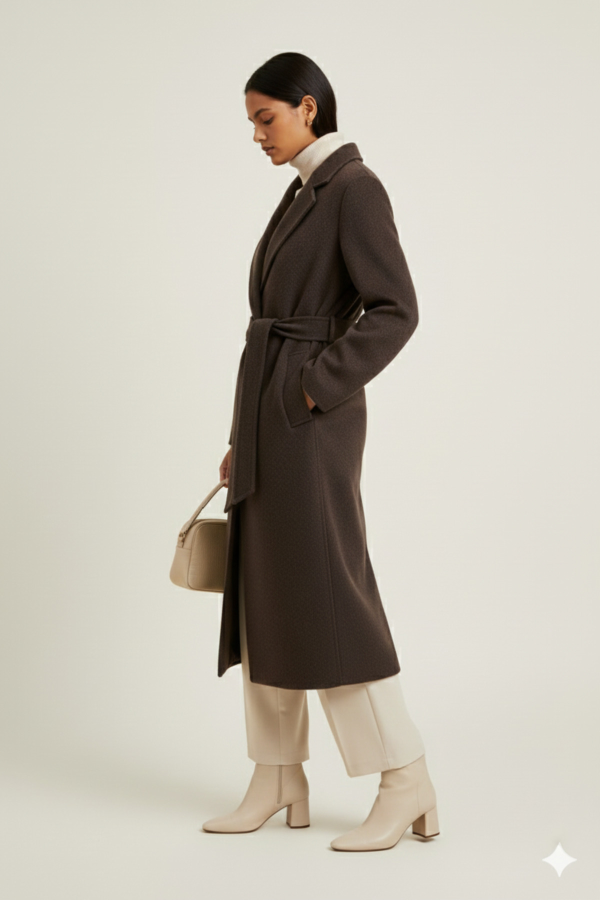 Meşe Moda  Kuşak Detaylı Yün Palto - Görsel 2