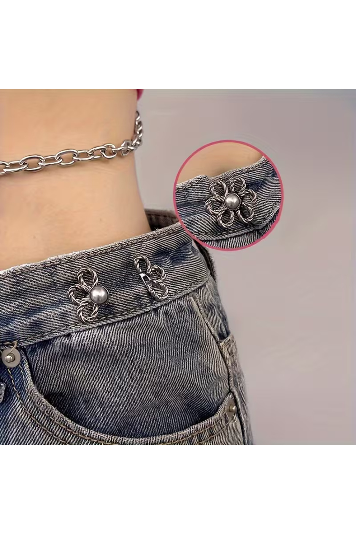 GUCSO Çiçek Model Pantolon Beli Daraltma Aparatı, Kemer, Broş, Çiçek Model Pantolon Beli Daraltma Çıtçıtı görsel 3