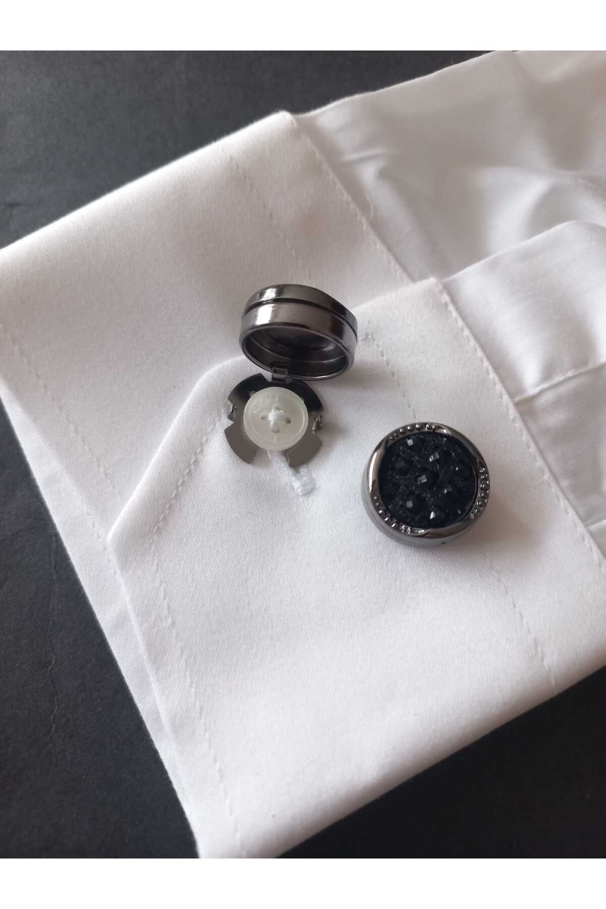 Kravatistan Tüm gömleklere uyumlu düğmeye geçmeli kol düğmesi