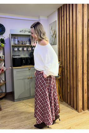 MODA Ekose Desen Midi Boy Etek