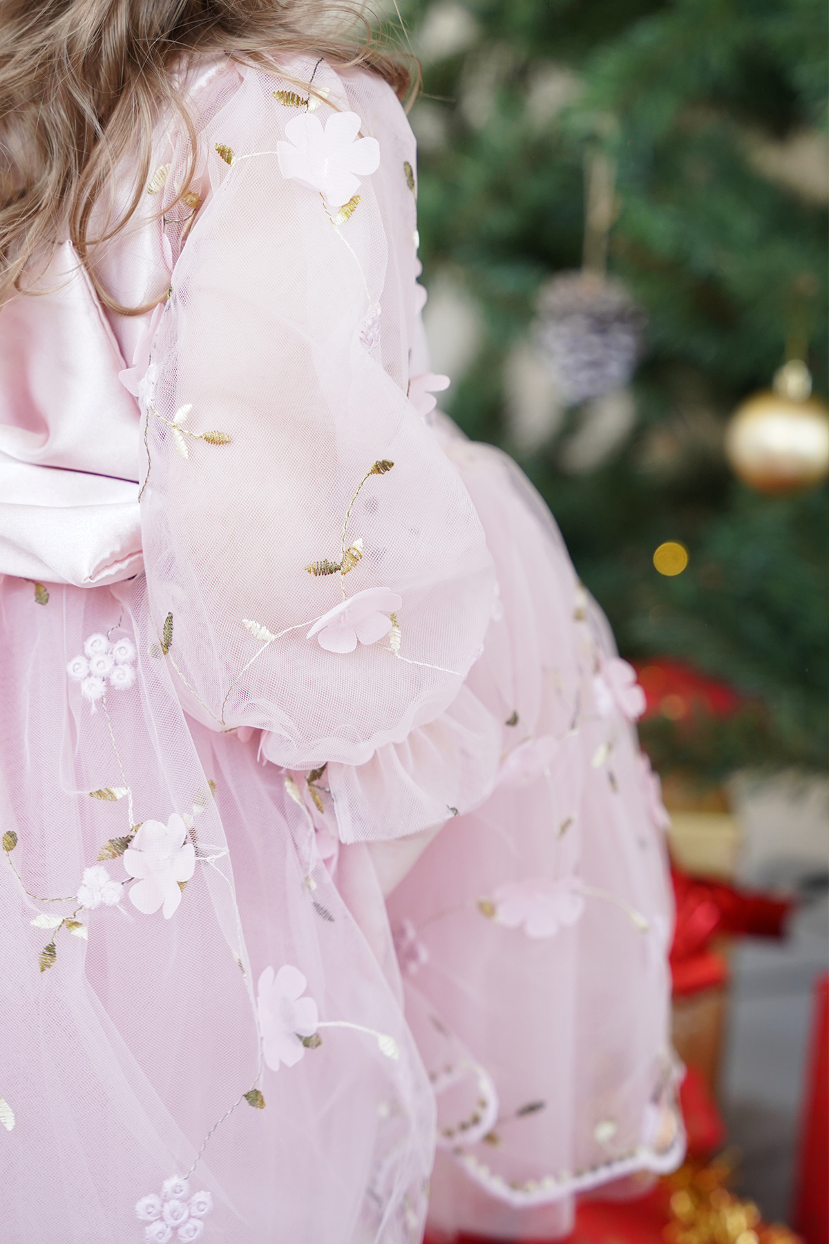 ALYRA Kız Bebek Elbise Uzun Kollu 3D Çiçekli Vintage Fiyonklu Doğum Günü Parti Düğün Özel Gün Çocuk Elbise fotoğrafı 7 (önizleme)