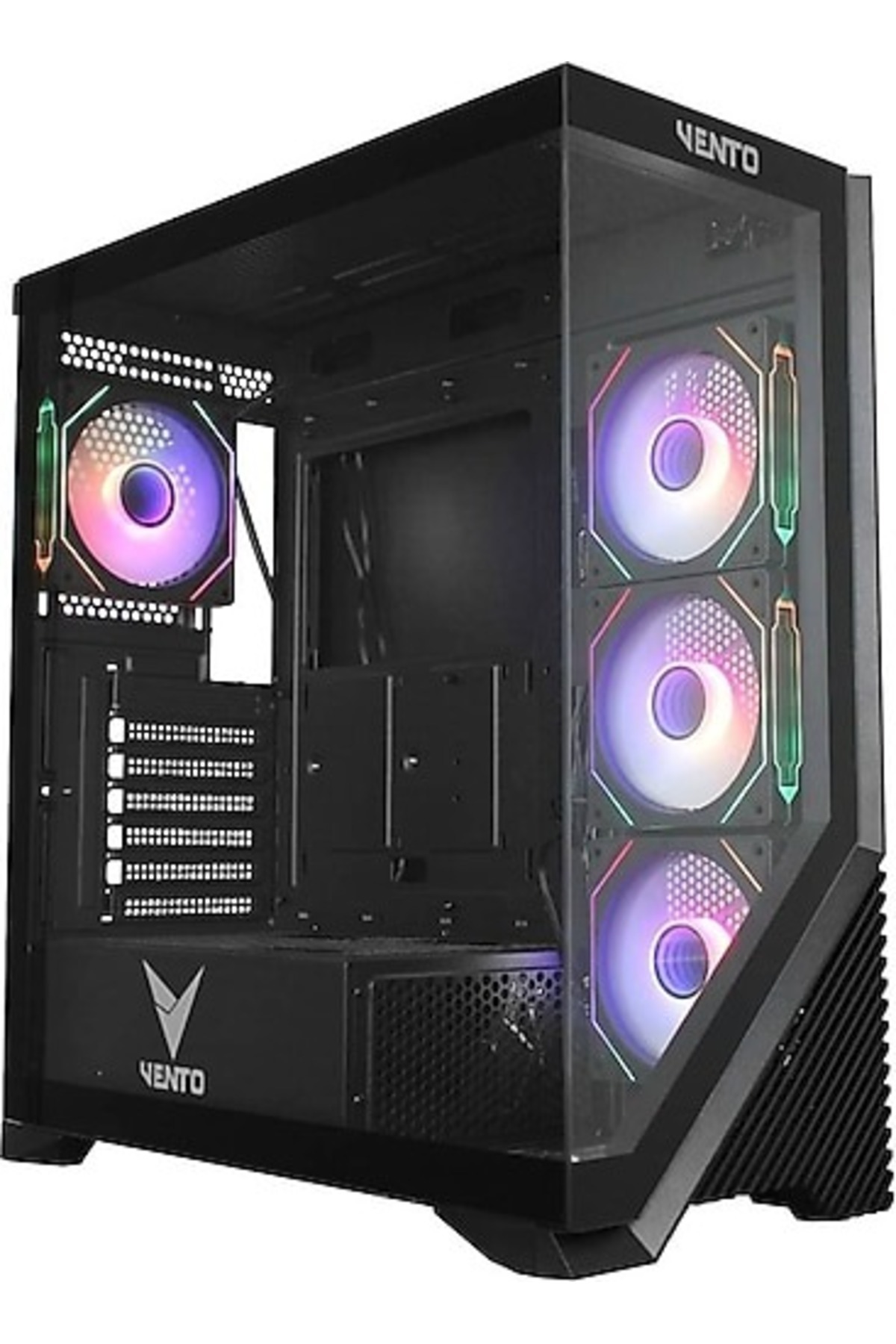 Nil AVM VENTO VG4202FLA 850W 80+ Bronze CAM ÖN-YAN PANEL SIYAH 4X12CM ADRESLENEBİLİR ARGB GAMING ATX KASA