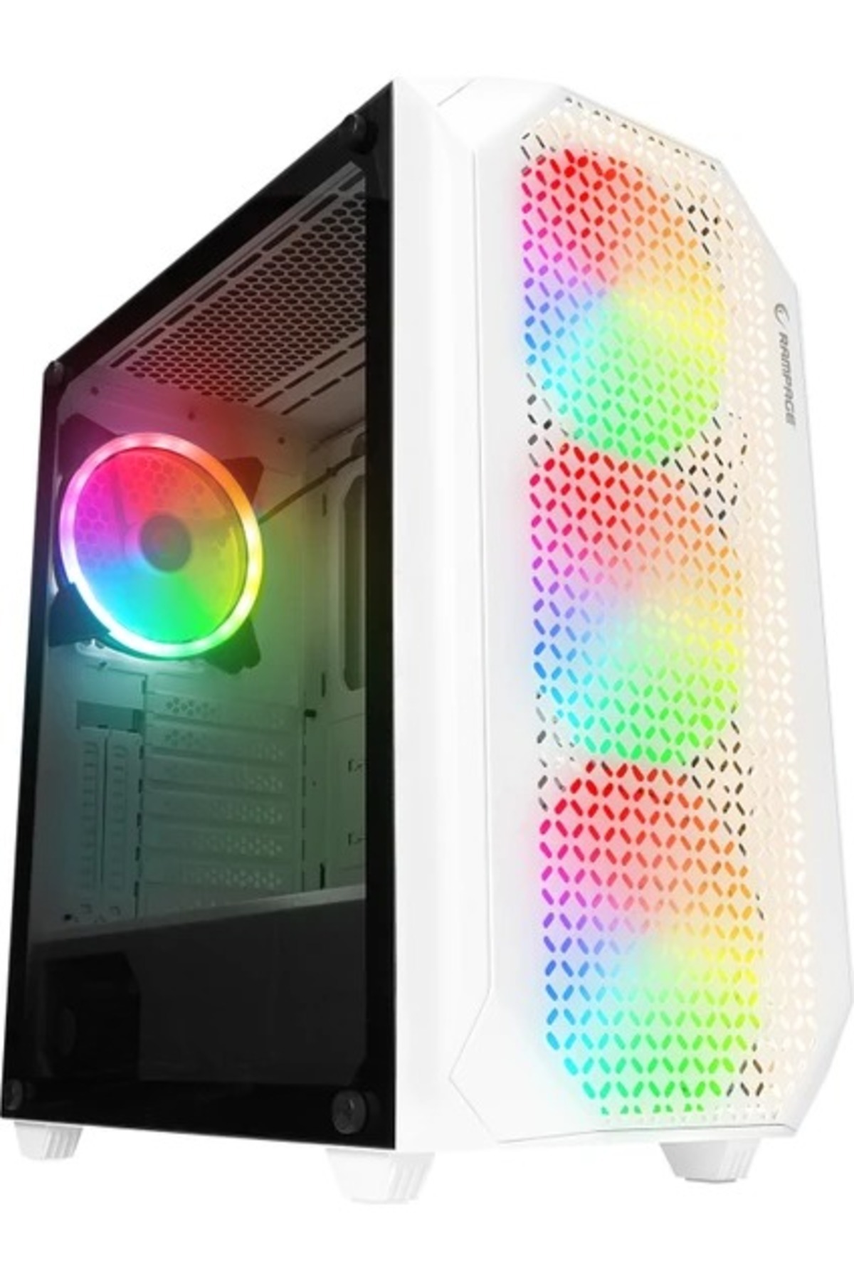Nil AVM RAMPAGE ZUKO 600W 80+ Mesh Panel 4x RAINBOW 14CM FANLI GAMING ATX KASA BEYAZ