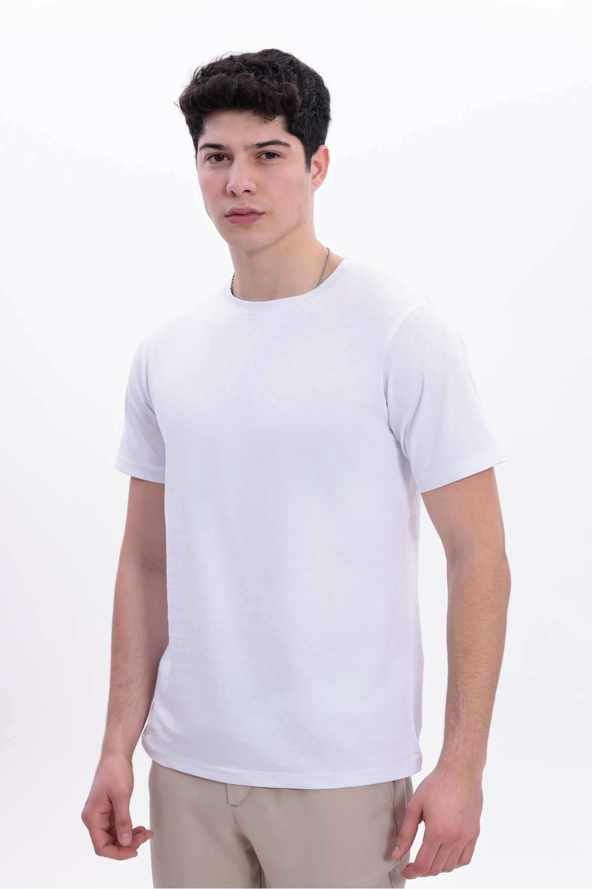 freemen  Erkek Beyaz Regular Fit Basic Tişört, Bisiklet Yaka, Pamuklu 30/1 Süprem Kumaş, Rahat Günlük Giyim - Görsel 6