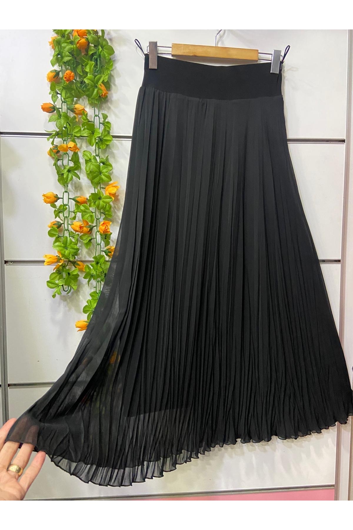 edu collection  Şifon ÇAN etek astarlı siyah