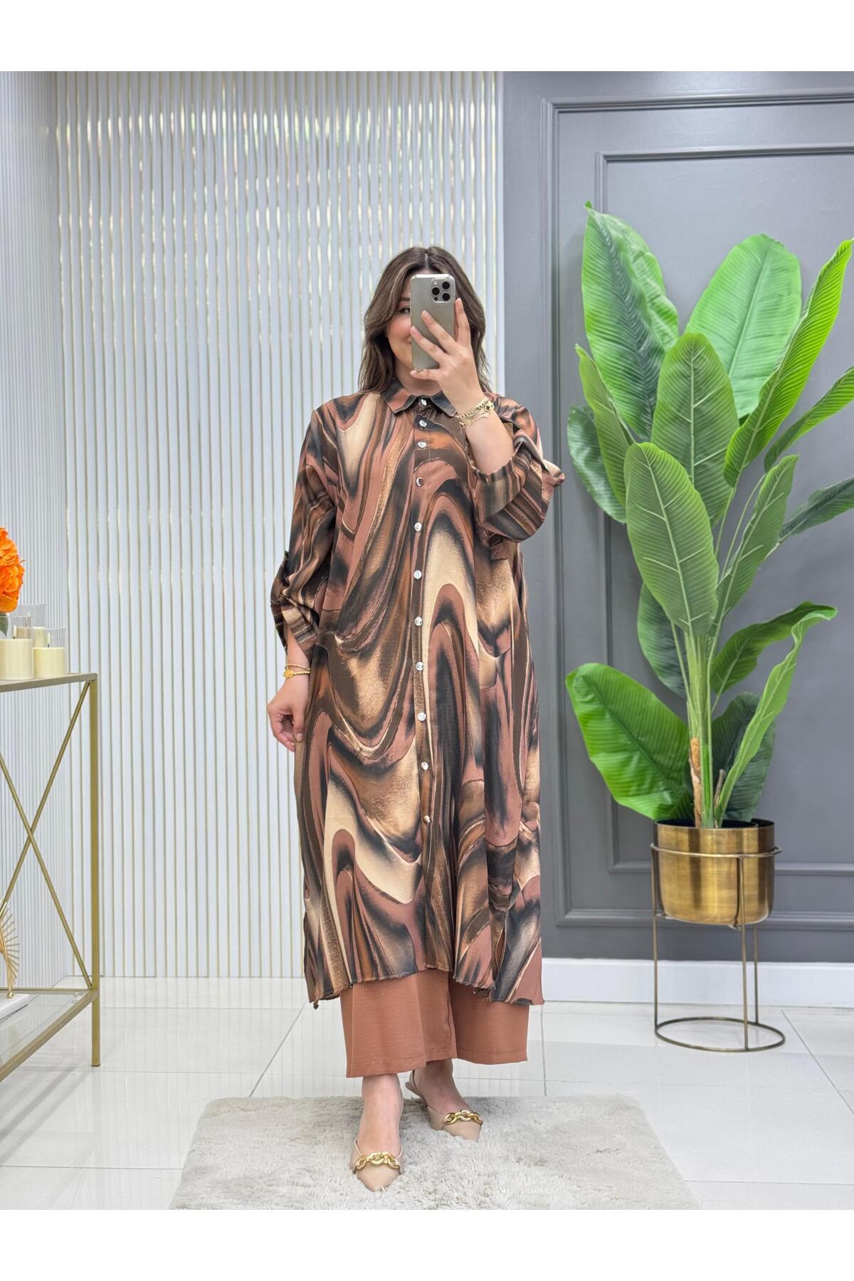 Modam Bella BÜYÜK BEDEN YIRTMAÇLI TÜNİK TAKIM