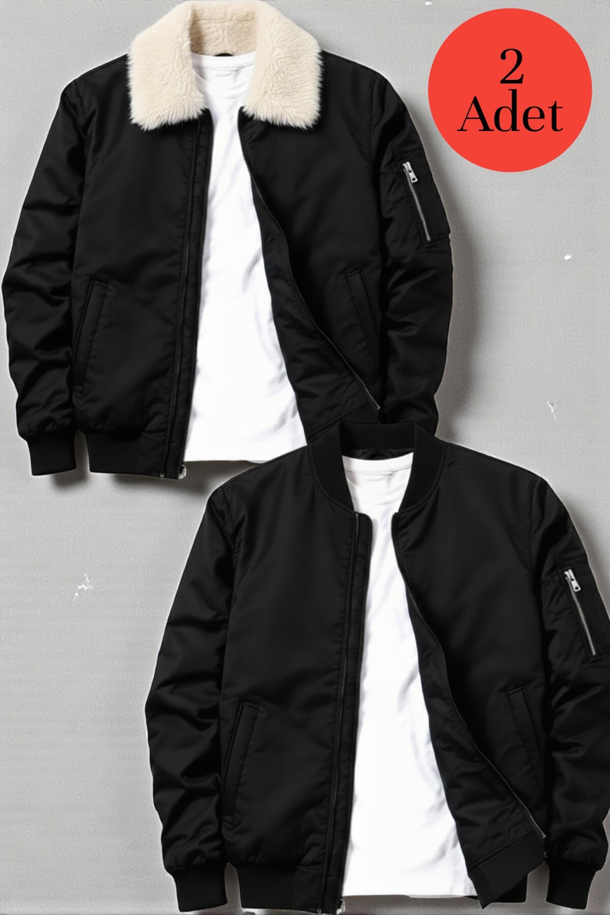 Unisex Siyah Oversize Çift Cepli Bomber Ceket Kolej Ceket