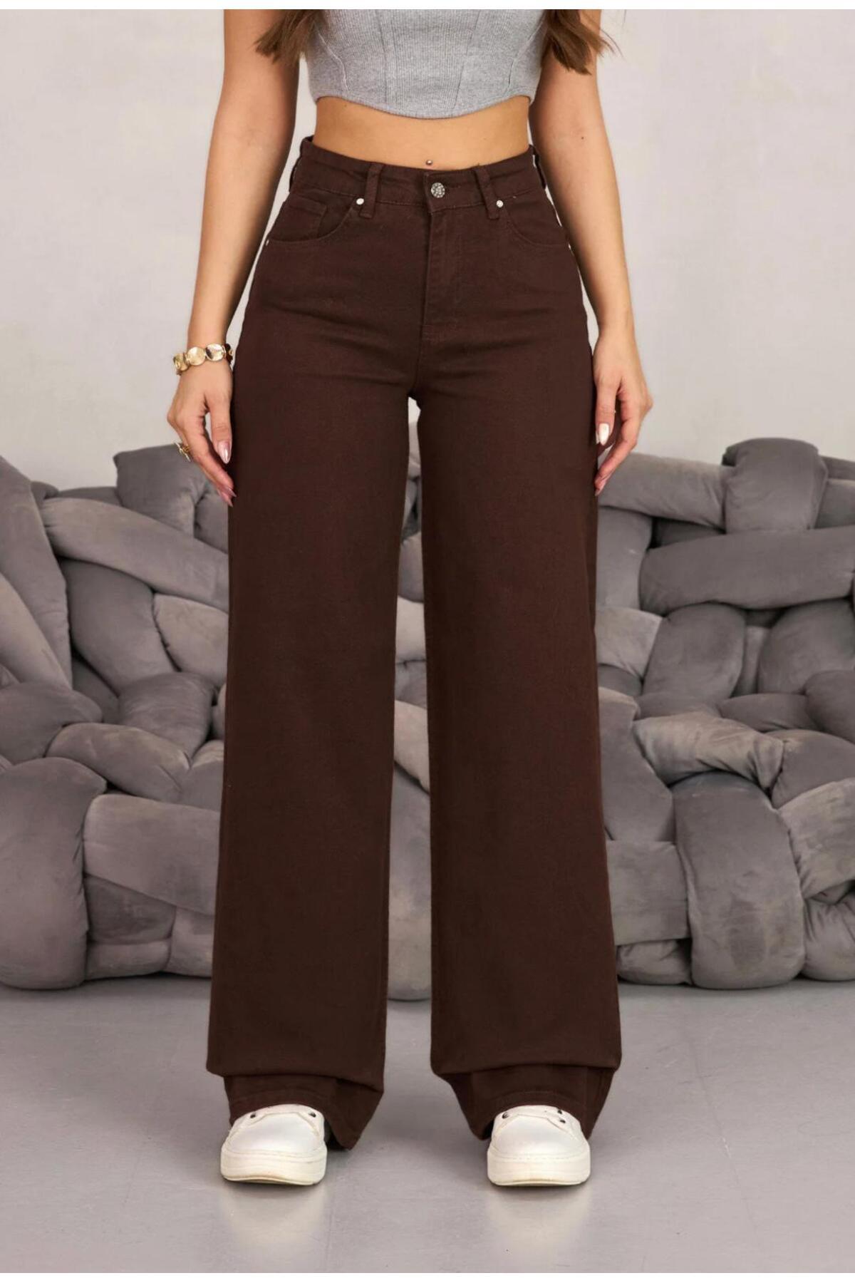Fro line  KADIN KAHVE PALAZZO PANTOLON - Görsel 2