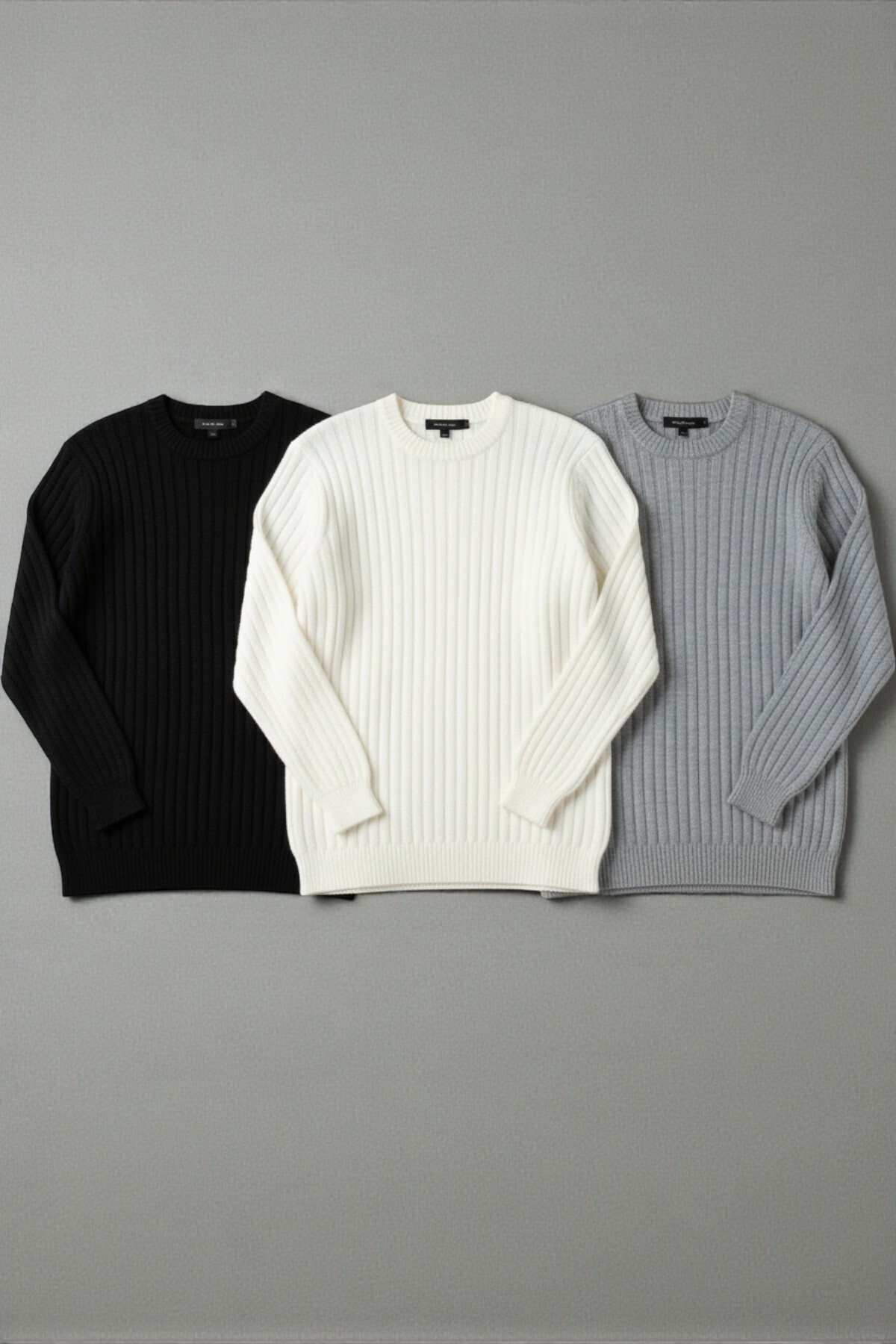 legends butik  5’li Erkek Kışlık Kombin Paketi – 2 Adet Şişme Mont + 3 Adet Fitilli Bisiklet Yaka Kalın Triko Kazak - Görsel 4