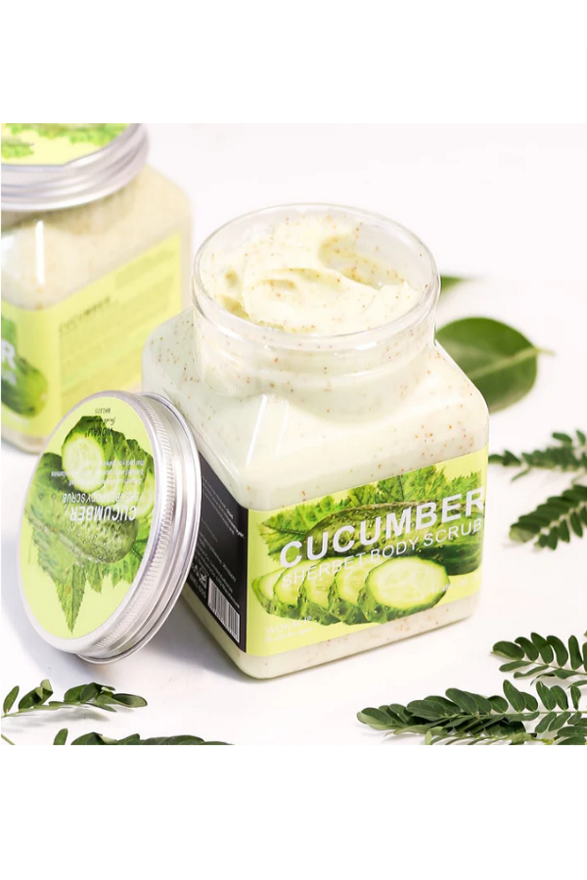 Vücut Peelingi, Yüz Peelingi Doğal Bitkisel Aromatik Salatalık Özü Ferahlatıcı, Cucumber Body Scrub — 4566451454ERFG — تصویر 3 از 7