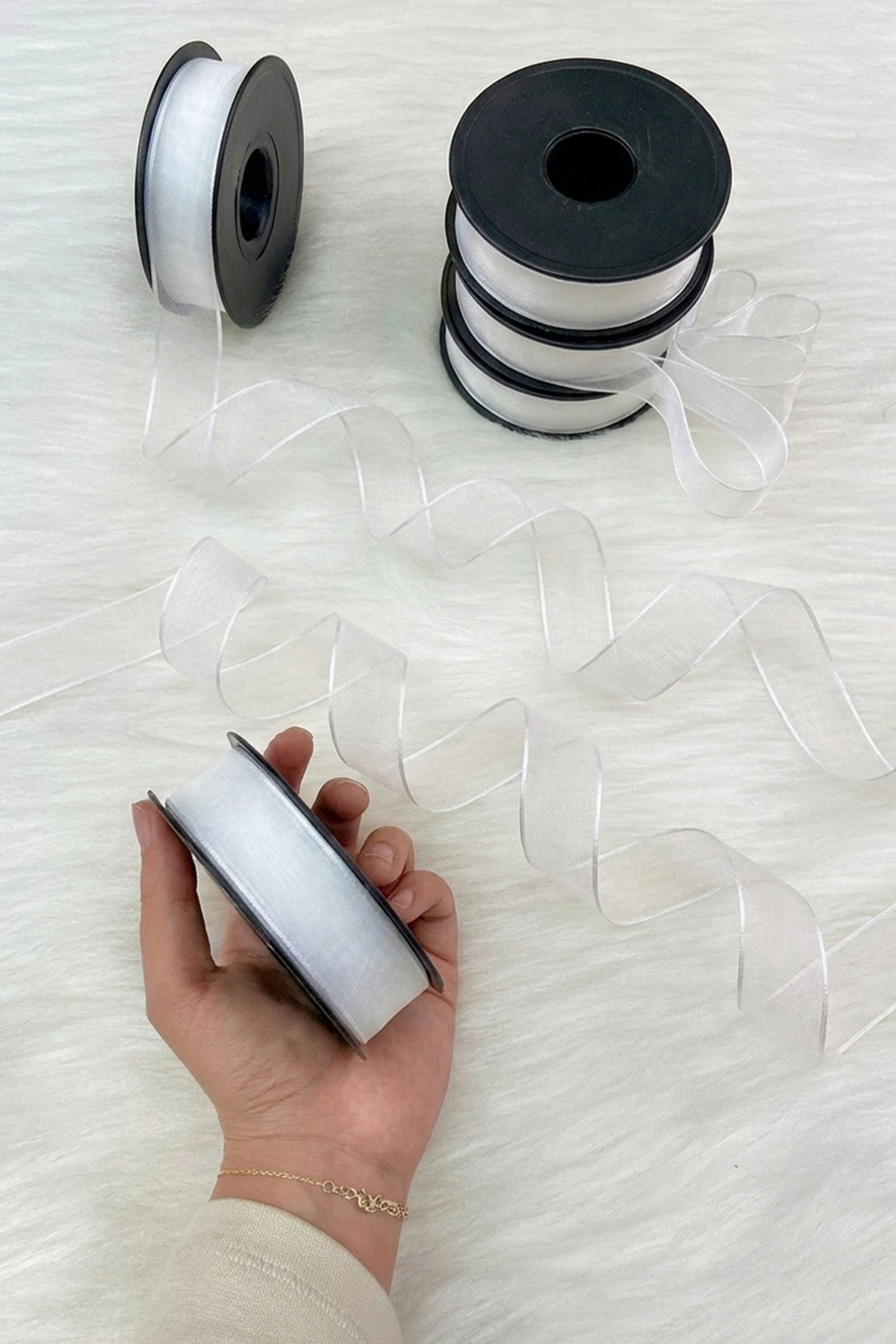 White Chiffon Ribbon 2.5 cm 20 mt, Bride, Groom, Bundle, Engagement, Dowry, Special Day, Gift, Wedding, Ornament