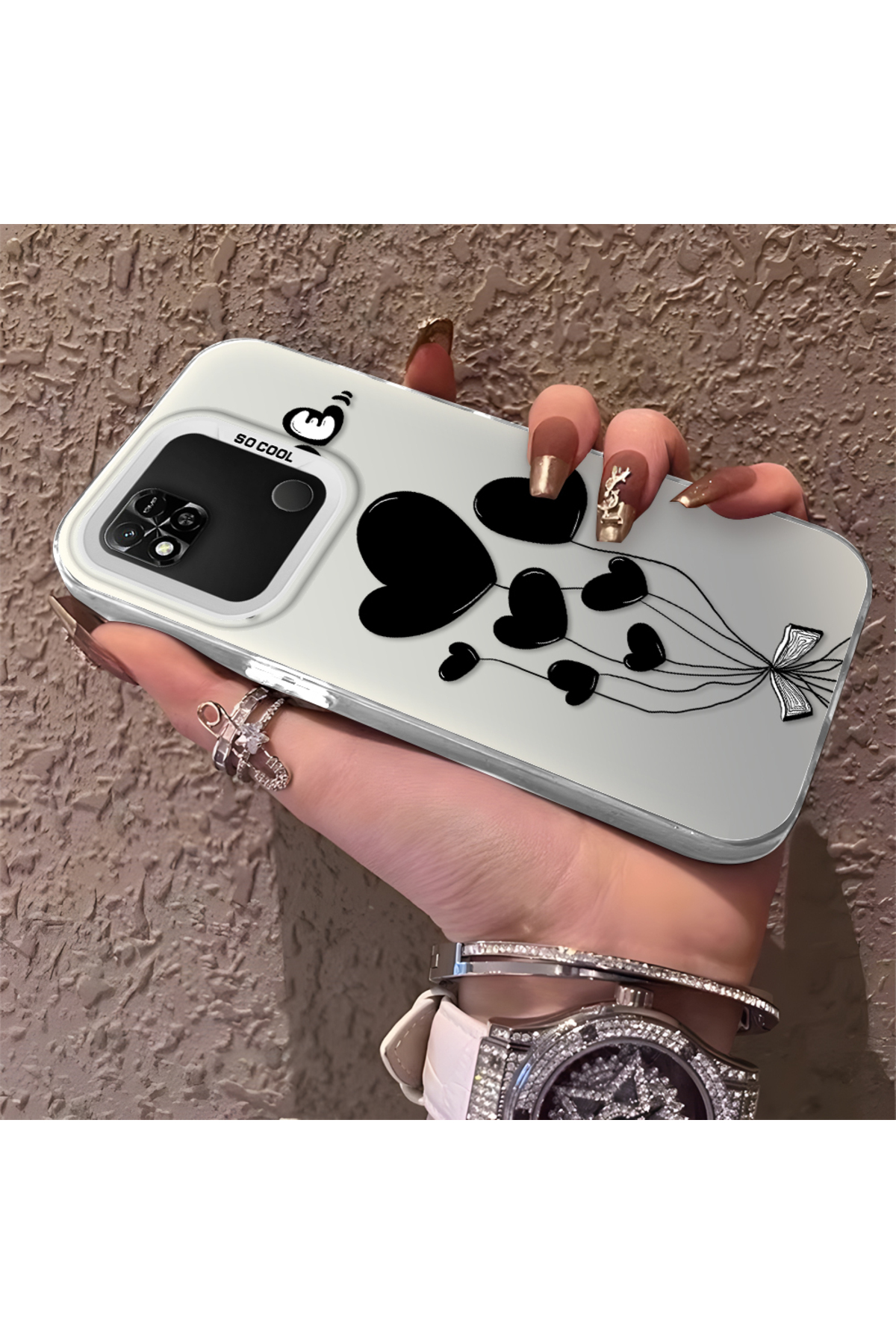 Xiaomi Redmi 10a Compatible Heart Balloon Pattern Protected Silicone Phone Case