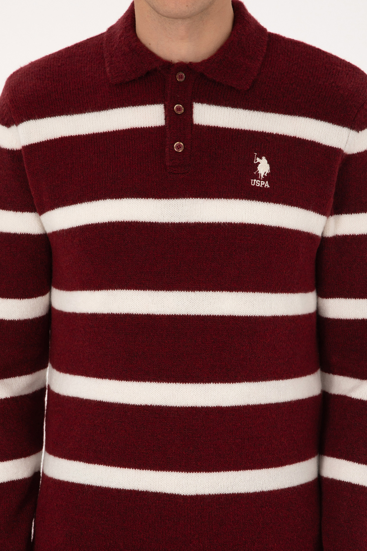 U.S. Polo Assn. Erkek Regular Fit Polo Yaka Bordo Kazak 50315036-VR014 görsel 6