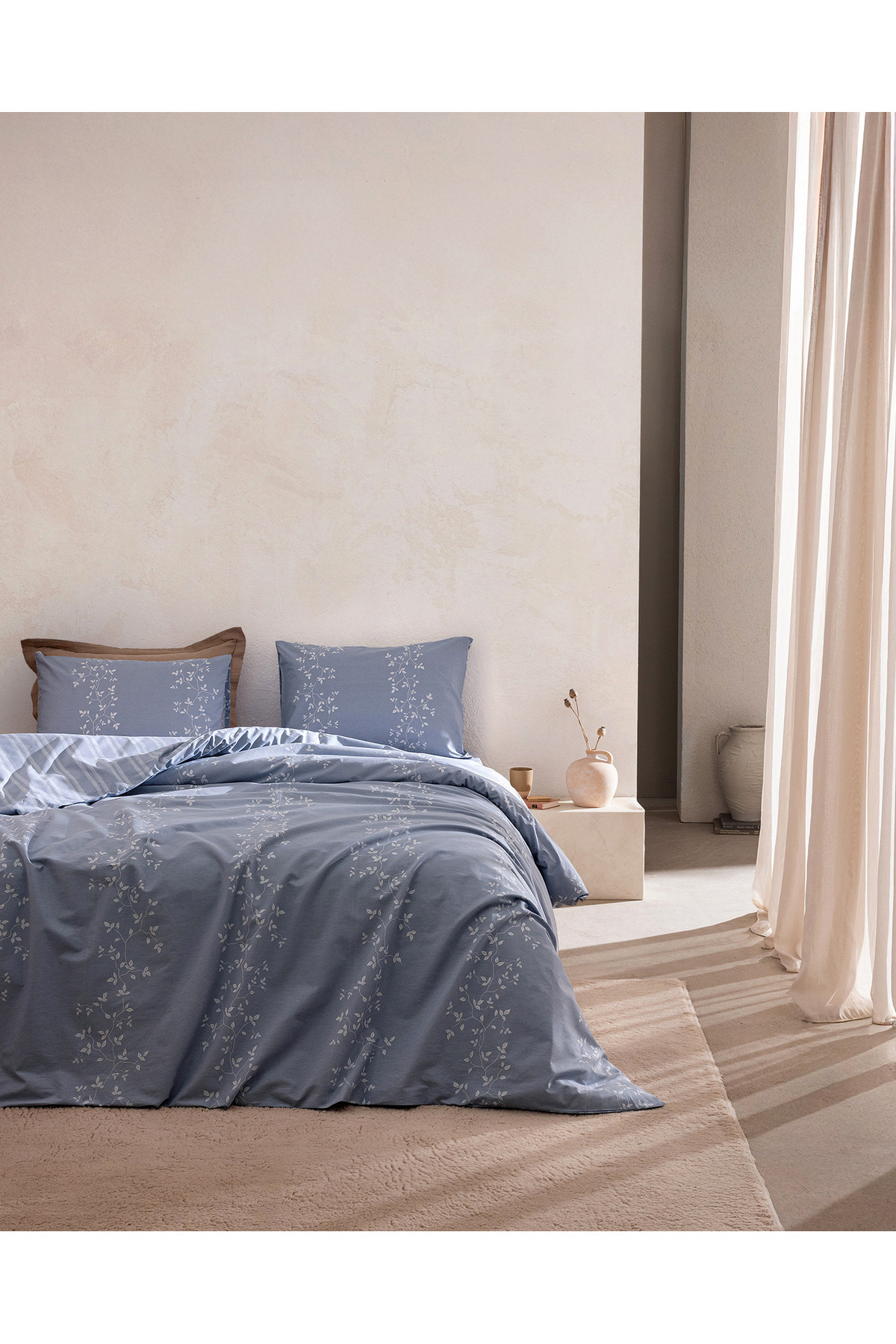 Madame Coco Arsene Tek Kişilik %100 Pamuk Ranforce Baskılı Nevresim Takımı - Mavi