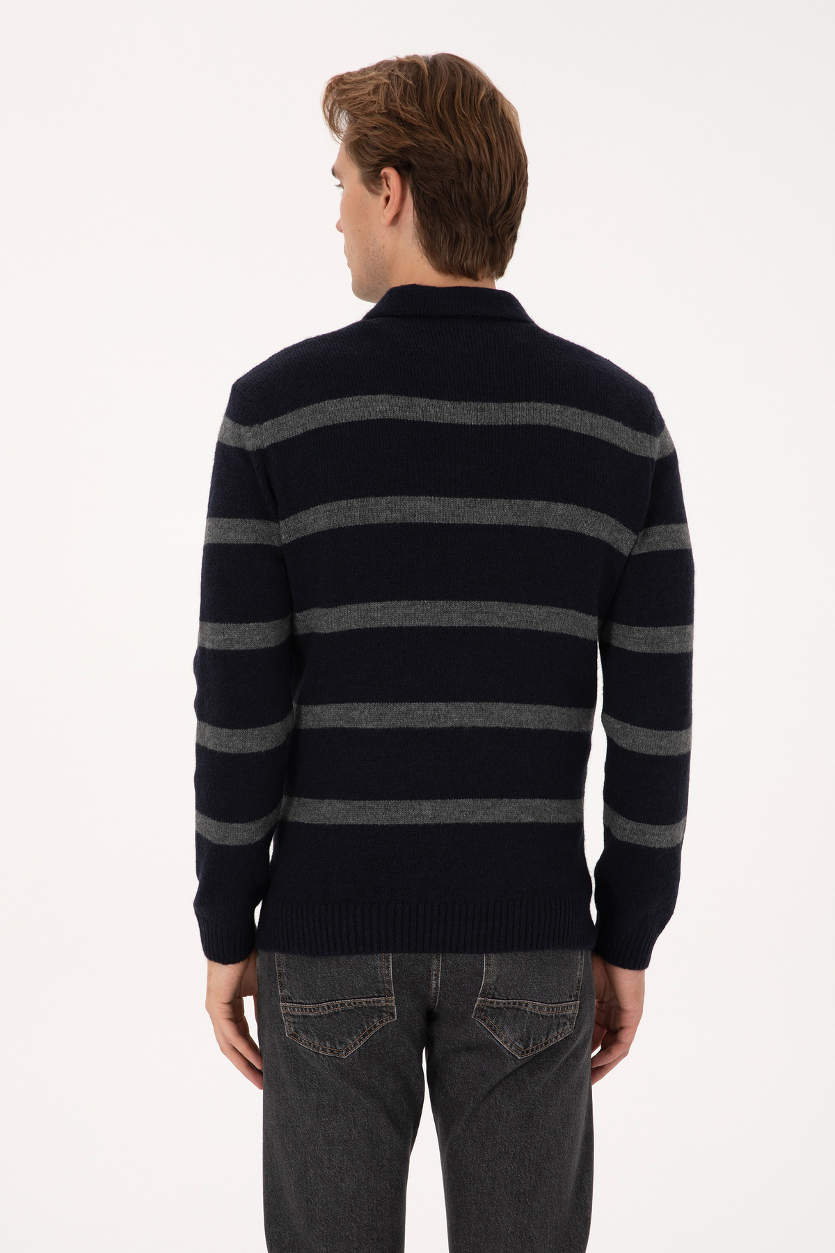 Erkek Regular Fit Polo Yaka Lacivert Kazak 50315036-VR033 — سرمه‌ای — تصویر 5 از 7