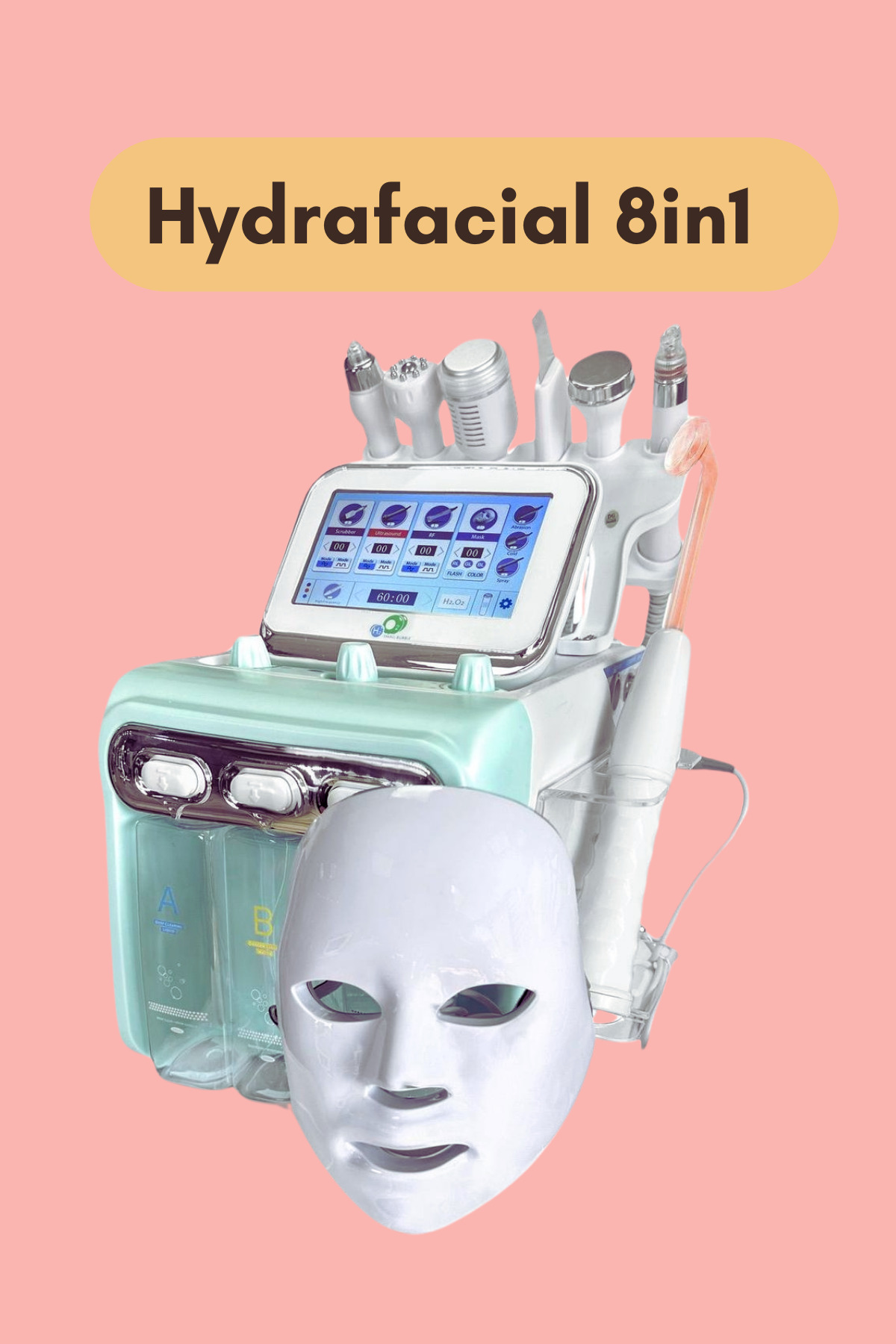Vapozon Ozonlu Yüz Cilt Buhar Makinesi -Loop Büyüteç - Hydrafacial 8in1 Yüksek Frekans + Led Maske — SET44beauty8in1-2 — تصویر 2 از 4