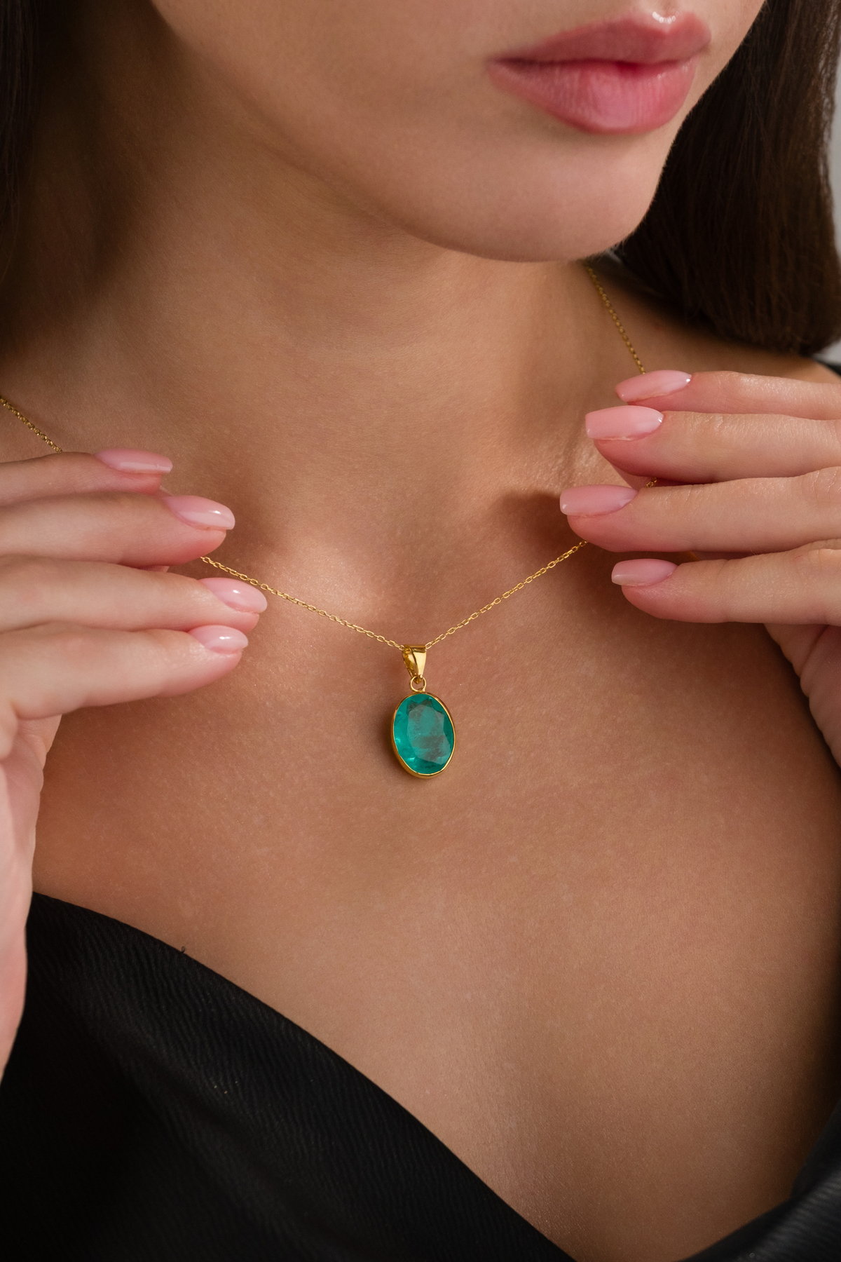 Baskın gümüş Paraiba Turmalini 18 k Gold Kaplama 925 Ayar Gümüş Doğaltaş Kolye