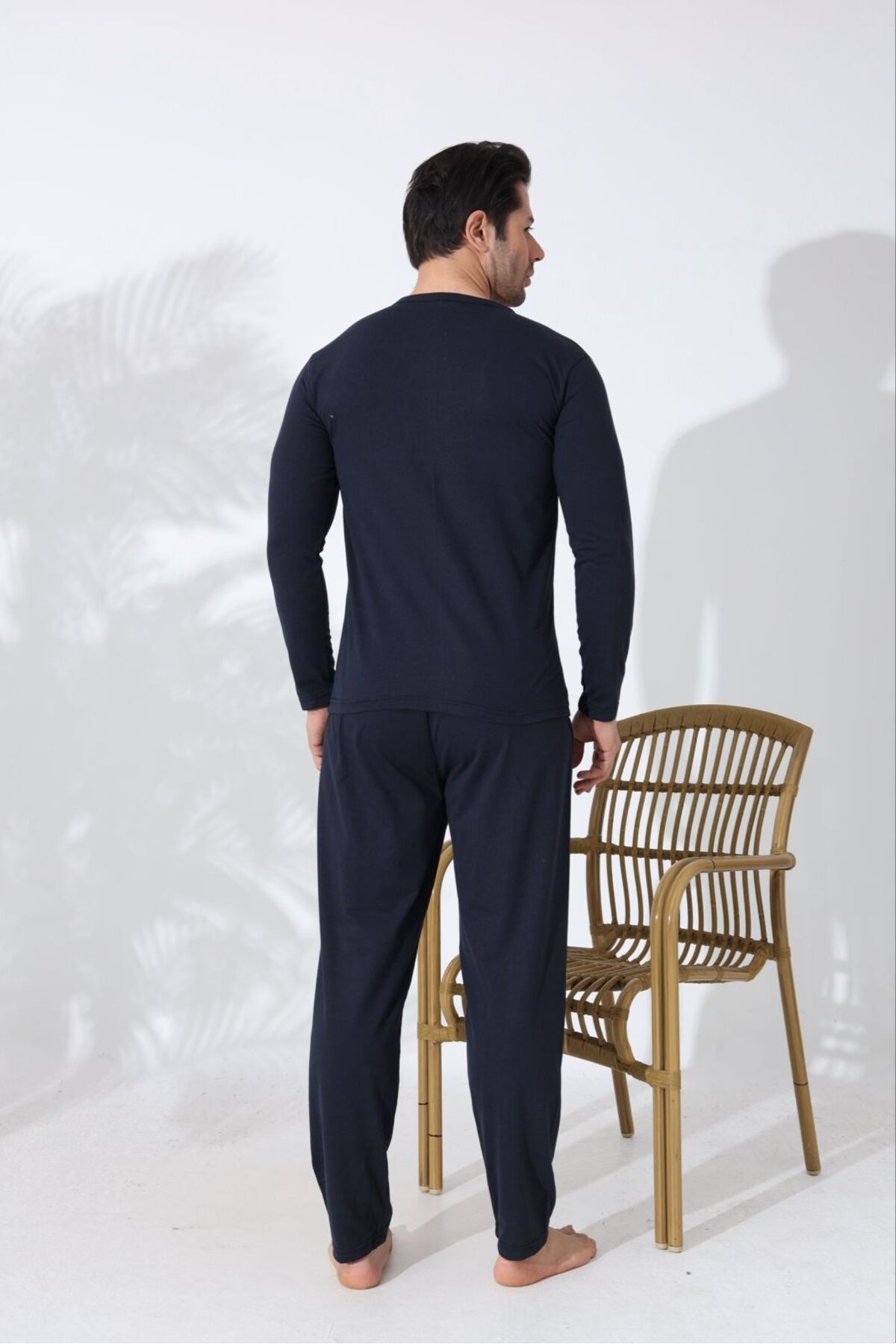 Huq Moda Regular Erkek Ayıcık Desenli Siyah Pijama Takımı Uzun Kollu Rahat Kesim %100 Pamuklu görsel 3