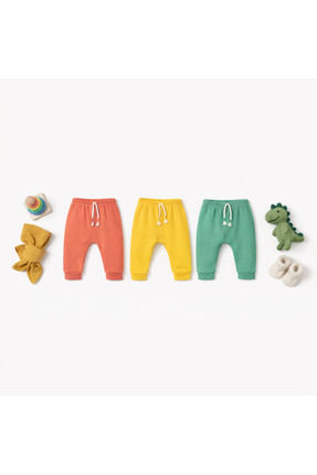 Kiddy Boo 3lü Set Eşofman Altı %100 Pamuk 0-3Ay/3 Yaş arası Kız Erkek Bebek &...