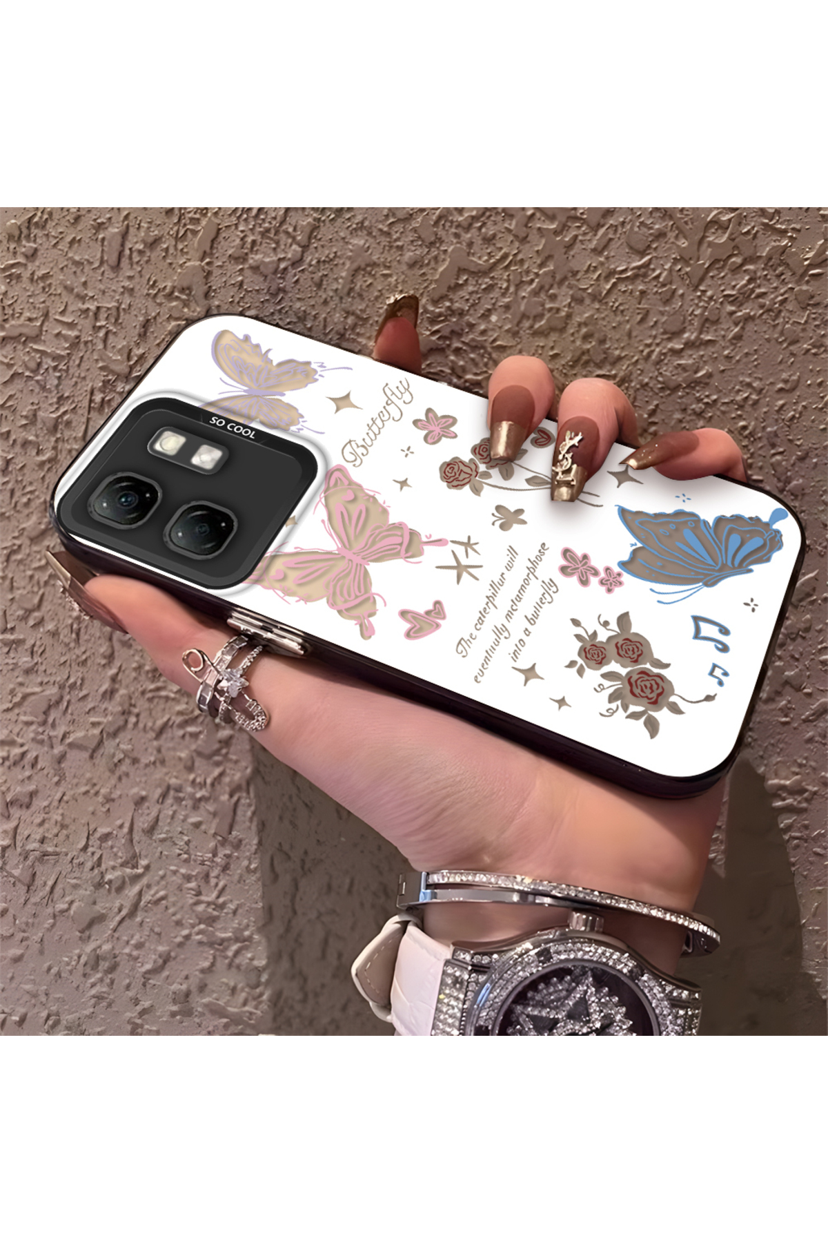 Infinix Smart 9 Compatible Phone Case Butterfly Anti-shock Camera Anti-fall