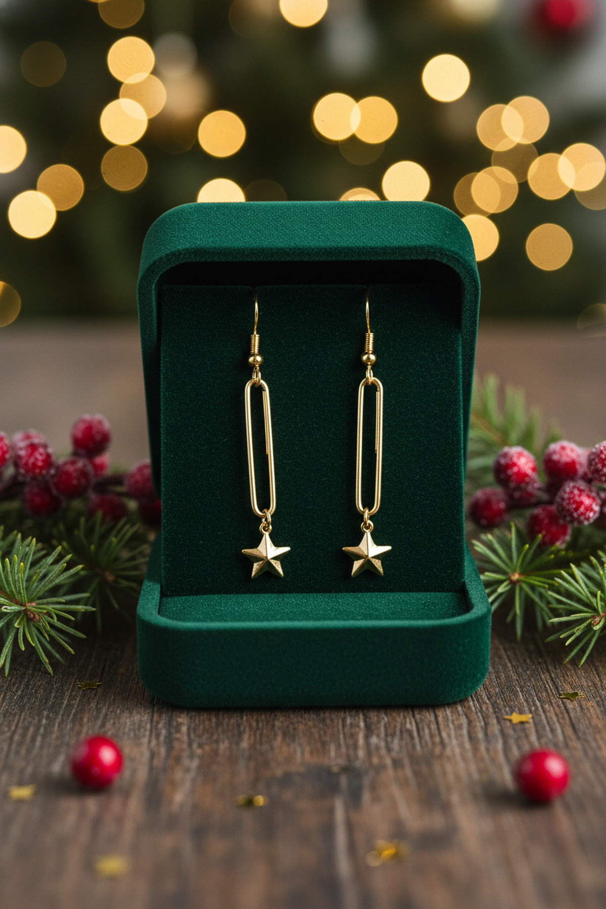 Utku Kuyumculuk 14 AYAR BOMBE YILDIZ SALLANTILI ÖZEL TASARIM KÜPE