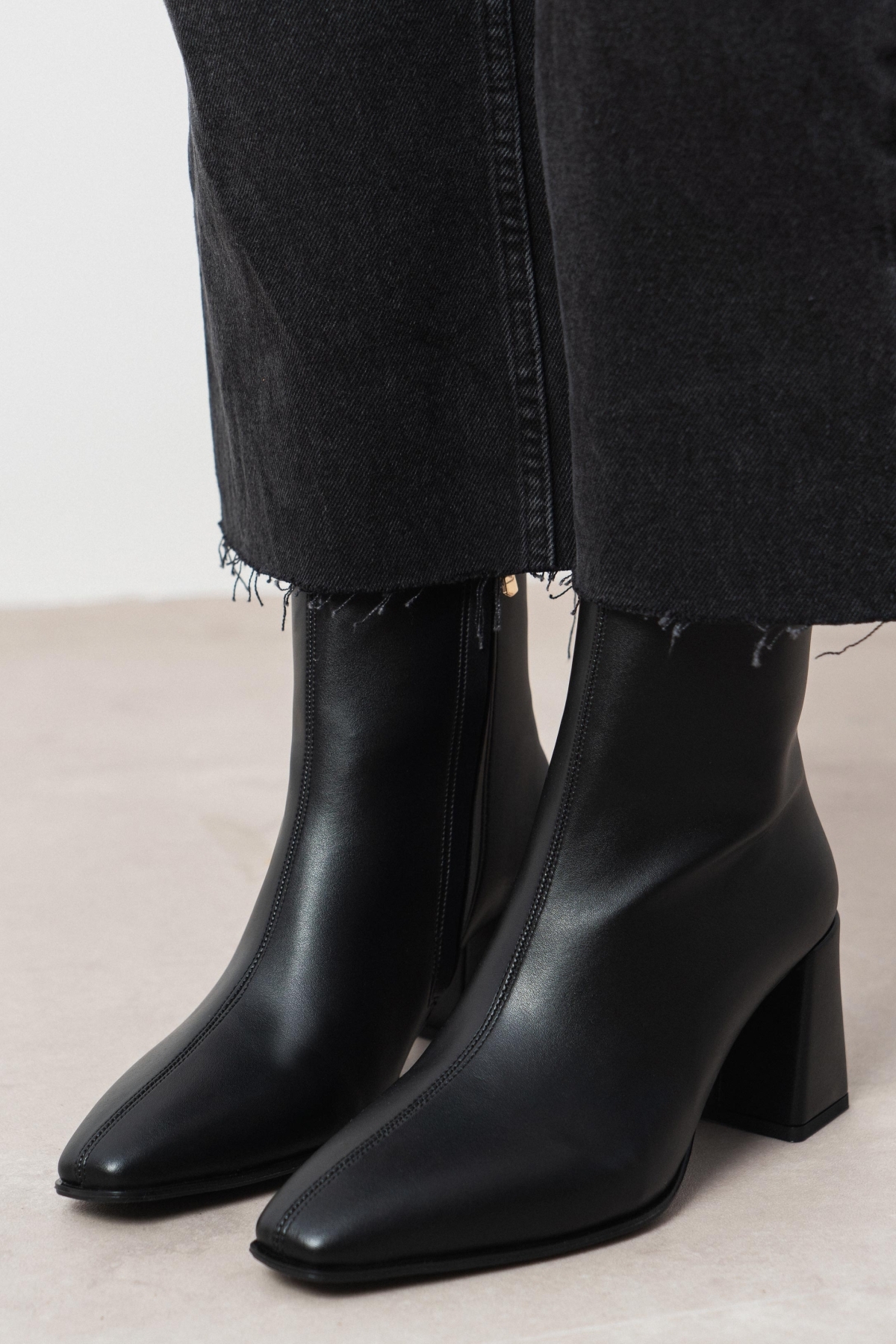 靴 Leather Pointed Toe Heel Zip Boots NİŞANTAŞI SHOES Brok Black Matte Zipper Detail Pointed Toe Women's