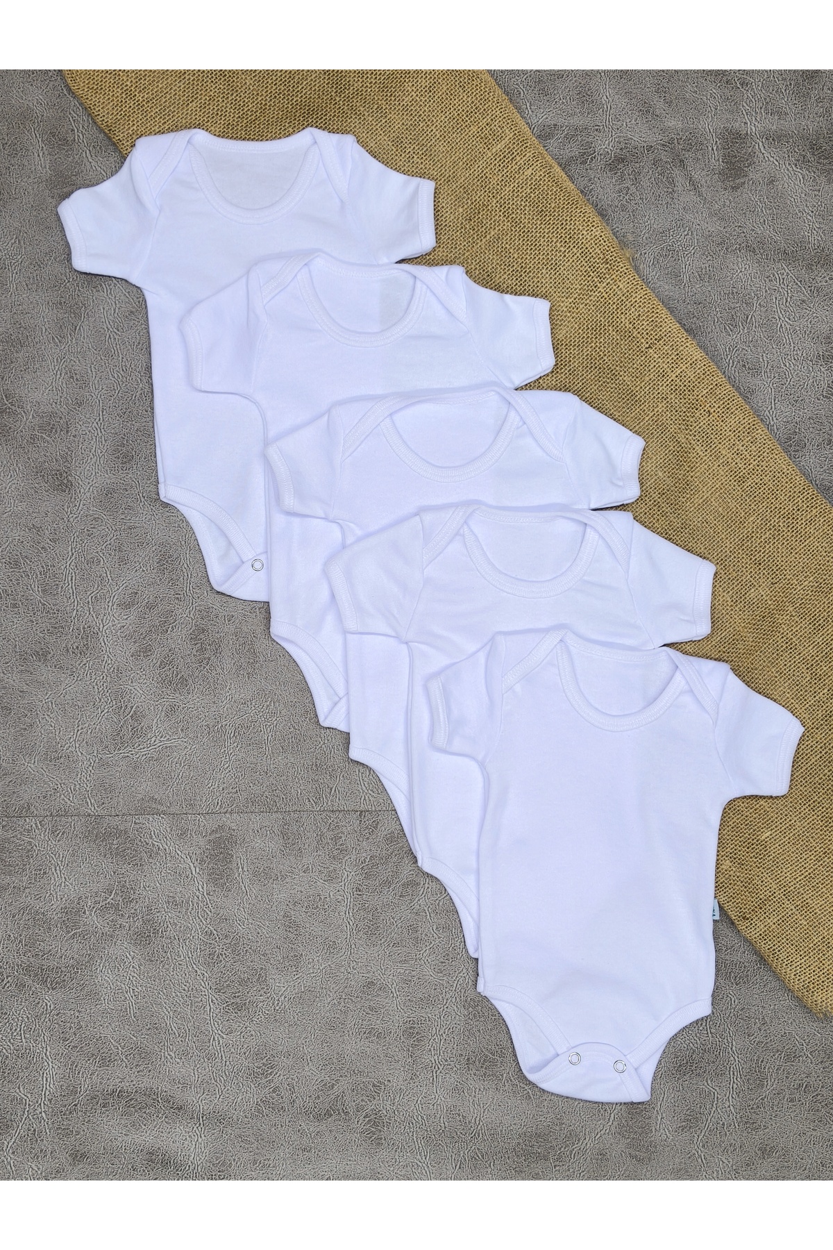 vieso 5'li Kısa Kollu Pamuklu Kız Erkek Çıtçıtlı Body Zıbın Atlet fotoğrafı 3 (önizleme)