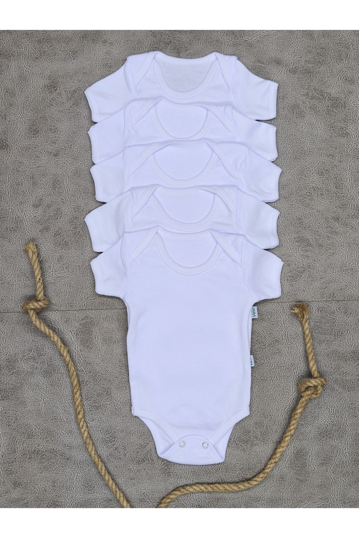 vieso 5'li Kısa Kollu Pamuklu Kız Erkek Çıtçıtlı Body Zıbın Atlet fotoğrafı 4 (önizleme)