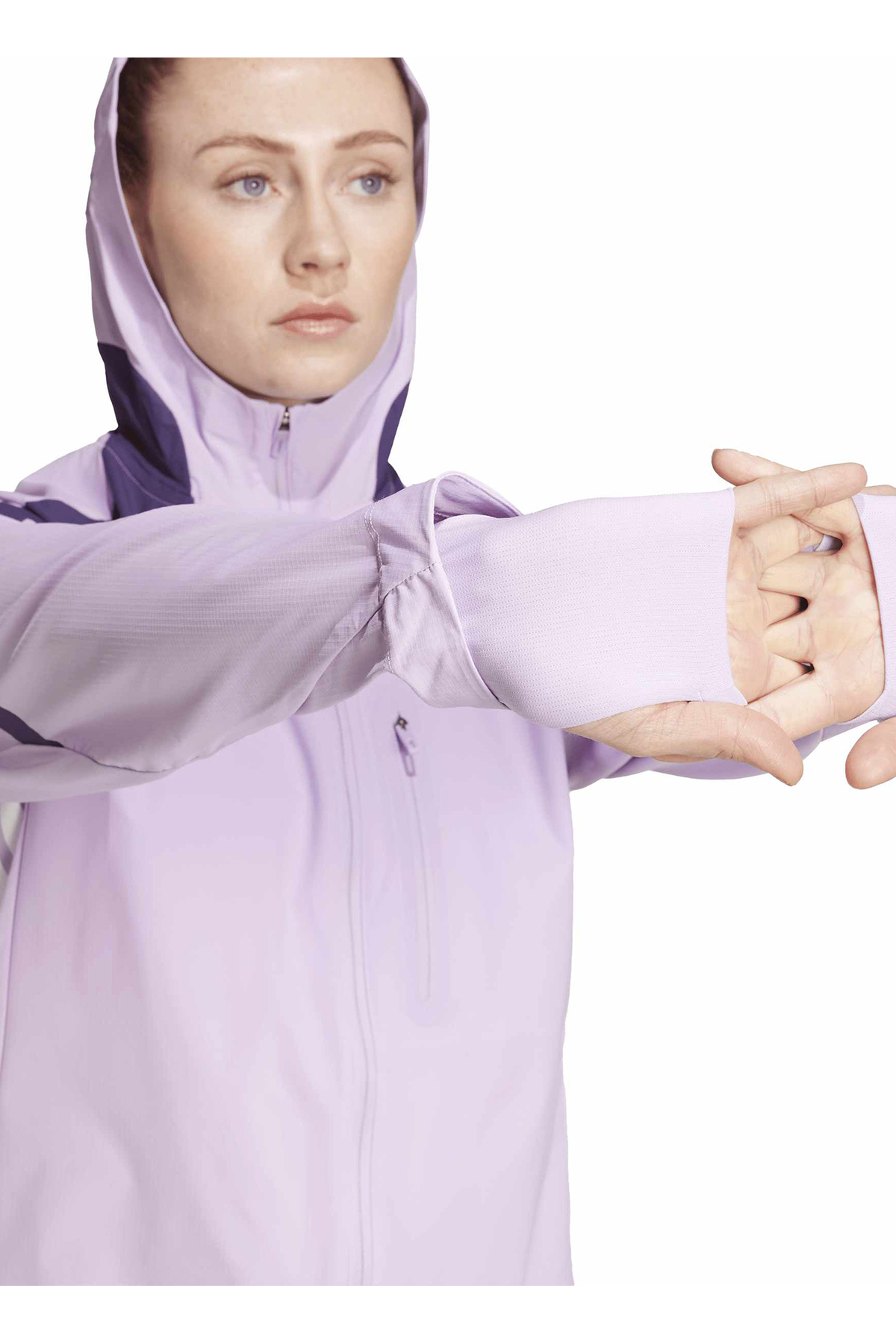 adidas JV7180 ADIZERO JKT W Lila - Mor Dar Düz Kadın Zip Ceket görsel 2