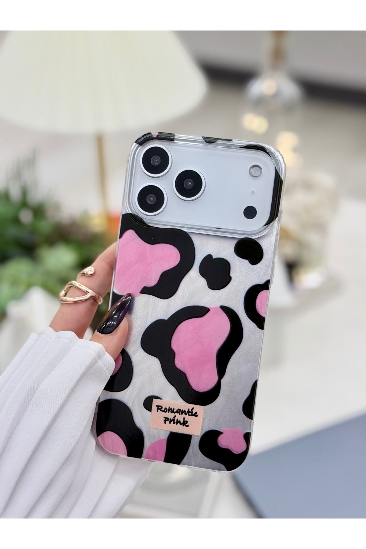 Iphone 17 Promax Compatible Shine PINK LEOPARD Color Transition Shiny Design Silicone Case