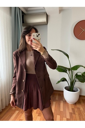 SADE KAHVE NUBUK CEKET