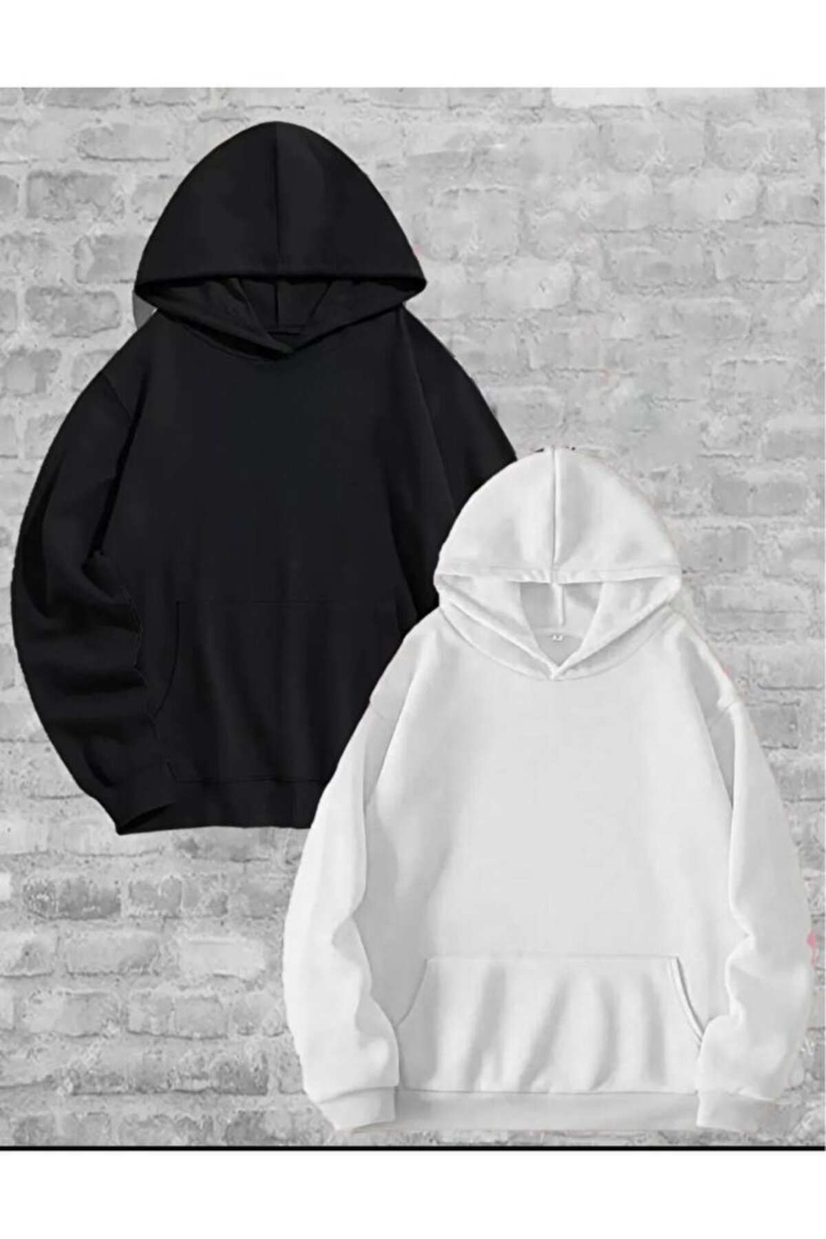 ROYAL FASHİON  SEVGİLİ KOMBİN McQueen Sally Sırt Baskılı Sevgili Çift Kombini Kapüşonlu Sweatshirt 2 li TakIM - Görsel 2