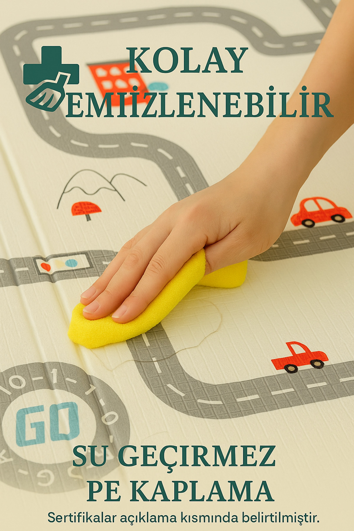 Urrenn Premium Dizayn Katlanabilir Çocuk Bebek Oyun Matı Aktivite Halısı 2026 Yeni - 200x130x1cm fotoğrafı 3 (önizleme)