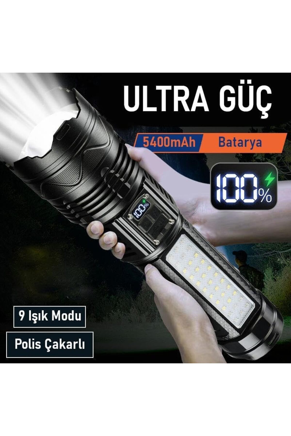 BRF FreedomStoree Şarjlı El Feneri 5400mAh 30W 9 Mod Powerbank Özellikli 6KM Aydınlatma 1196822