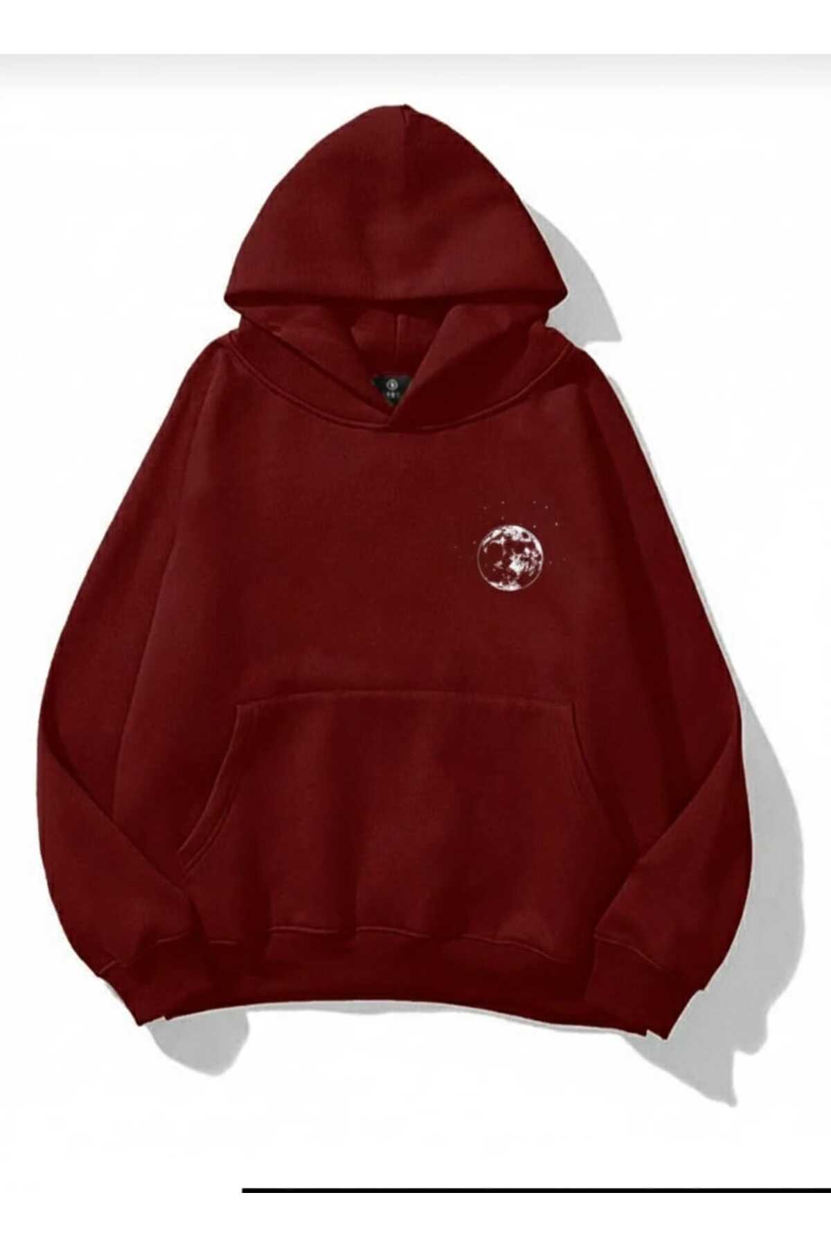 COHERENT Unisex Erkek/Kadın Renkli DÜNYA Özel Baskılı Pamuklu Oversize Kapüşonlu Sweatshirt görsel 2