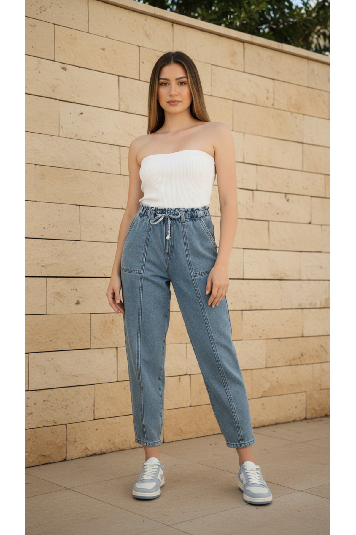 comfort jeans Ngbutika Beli Lastikli Balon Likrasız Kapri pantolon