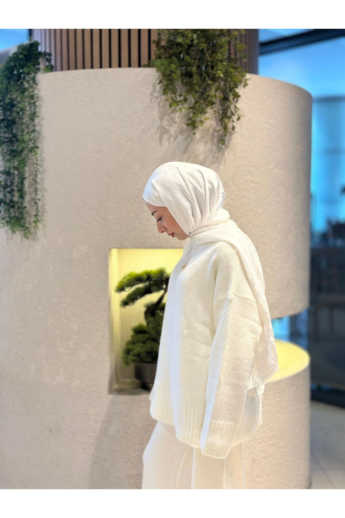 MODA  Premium Kalite Kadın Oversize Triko Kazak Beyaz - Görsel 8